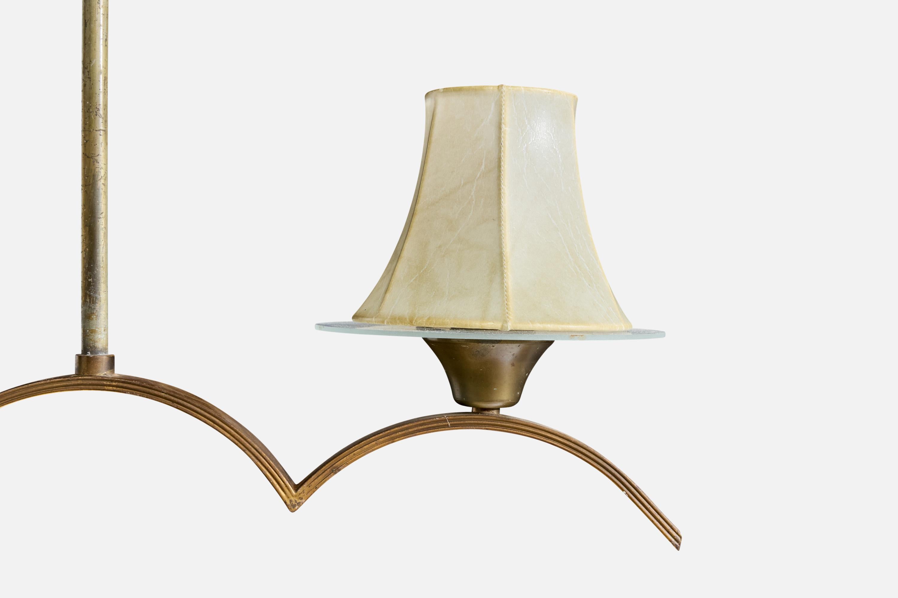 Österreichischer Designer, Kronleuchter, Messing, Glas, Harz, Österreich, 1920er Jahre im Angebot 1