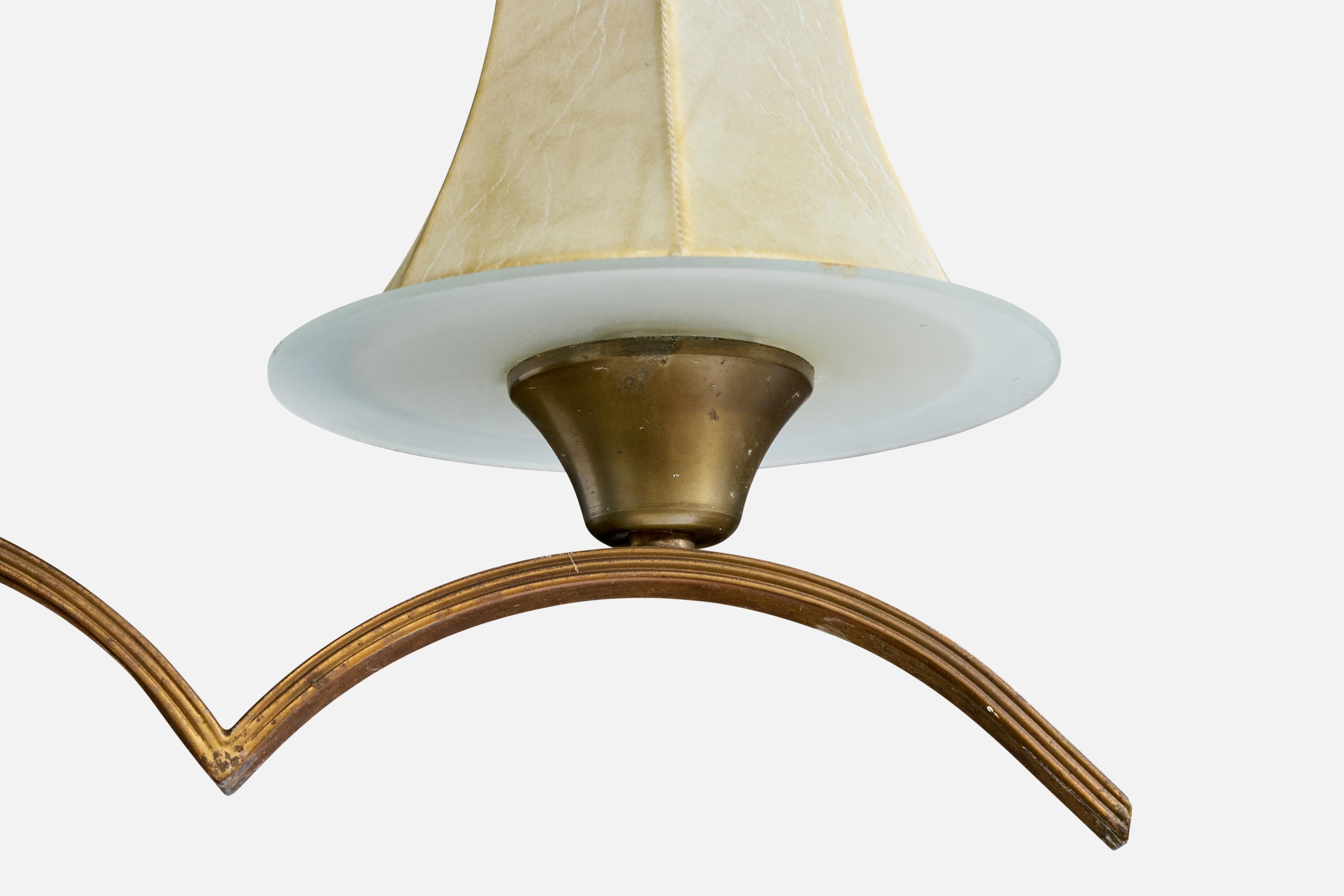 Österreichischer Designer, Kronleuchter, Messing, Glas, Harz, Österreich, 1920er Jahre im Angebot 2