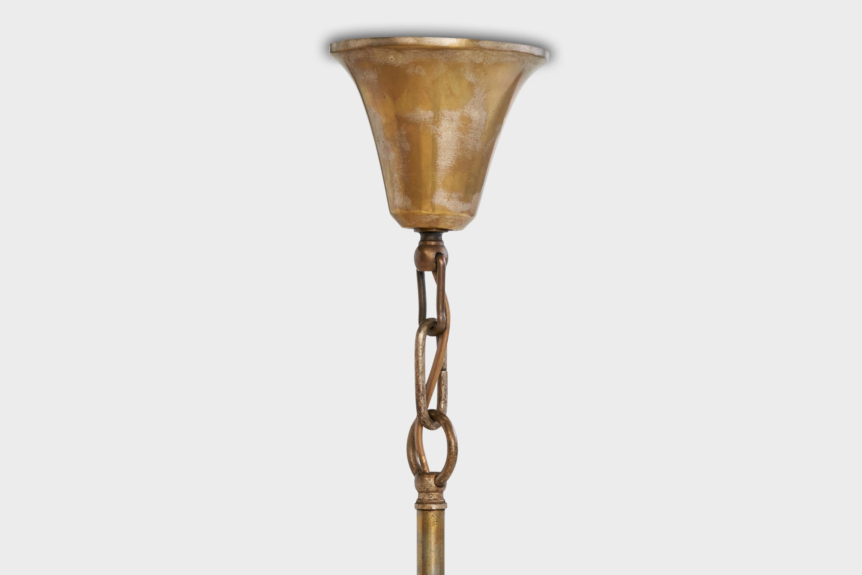 Designer austriaco, lampadario, ottone, metallo, tessuto, Austria, anni '20 in vendita 4