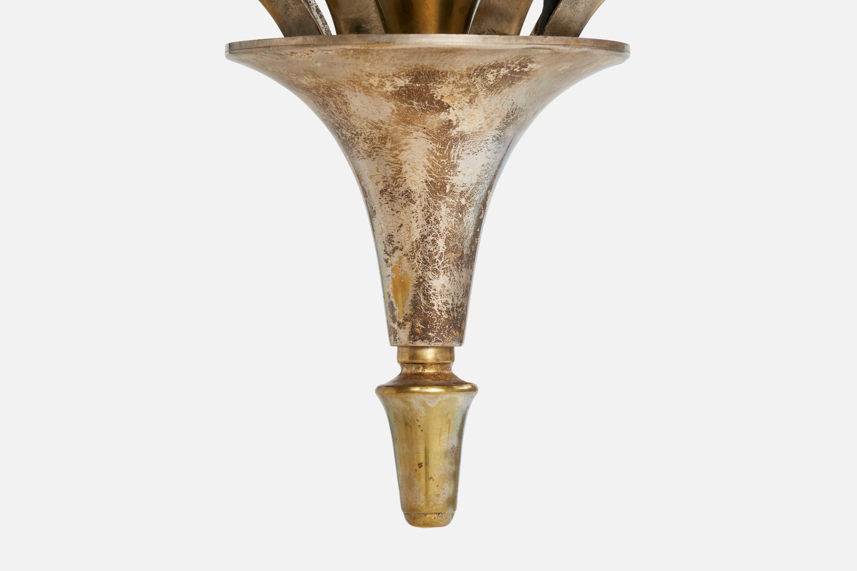 Designer austriaco, lampadario, ottone, metallo, tessuto, Austria, anni '20 in vendita 2