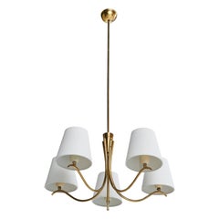 Austrian Designer, Chandelier, Brass, Metal Fabric, Austria, 1950s