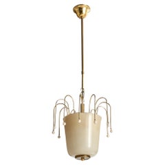 Vintage Austrian Designer, Chandelier, Glass, Brass, Resin, Austria, 1950s