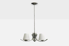 Austrian Designer, Chandelier, Nickel, Fabric, Austria, 1930s