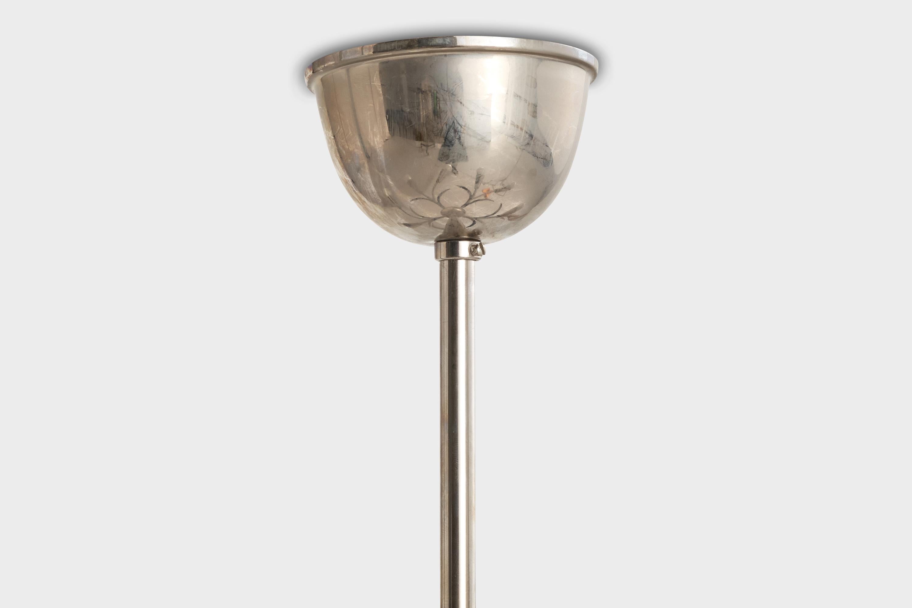 Lampadario di design austriaco, nichel, metallo, Austria, anni '50 in vendita 3