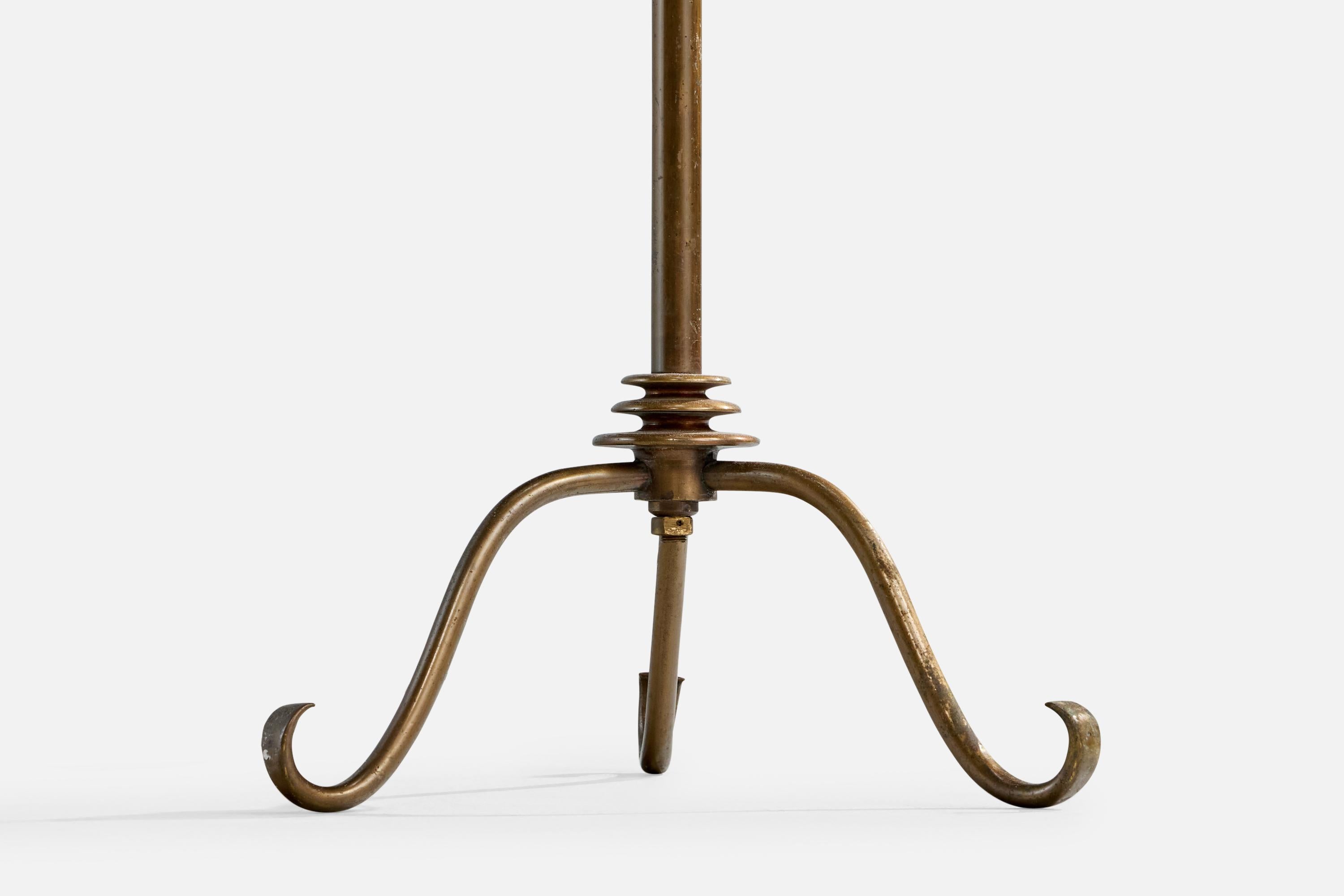 Austrian Designer, Floor Lamp, Brass, Fabric, Austria, 1930s For Sale 5