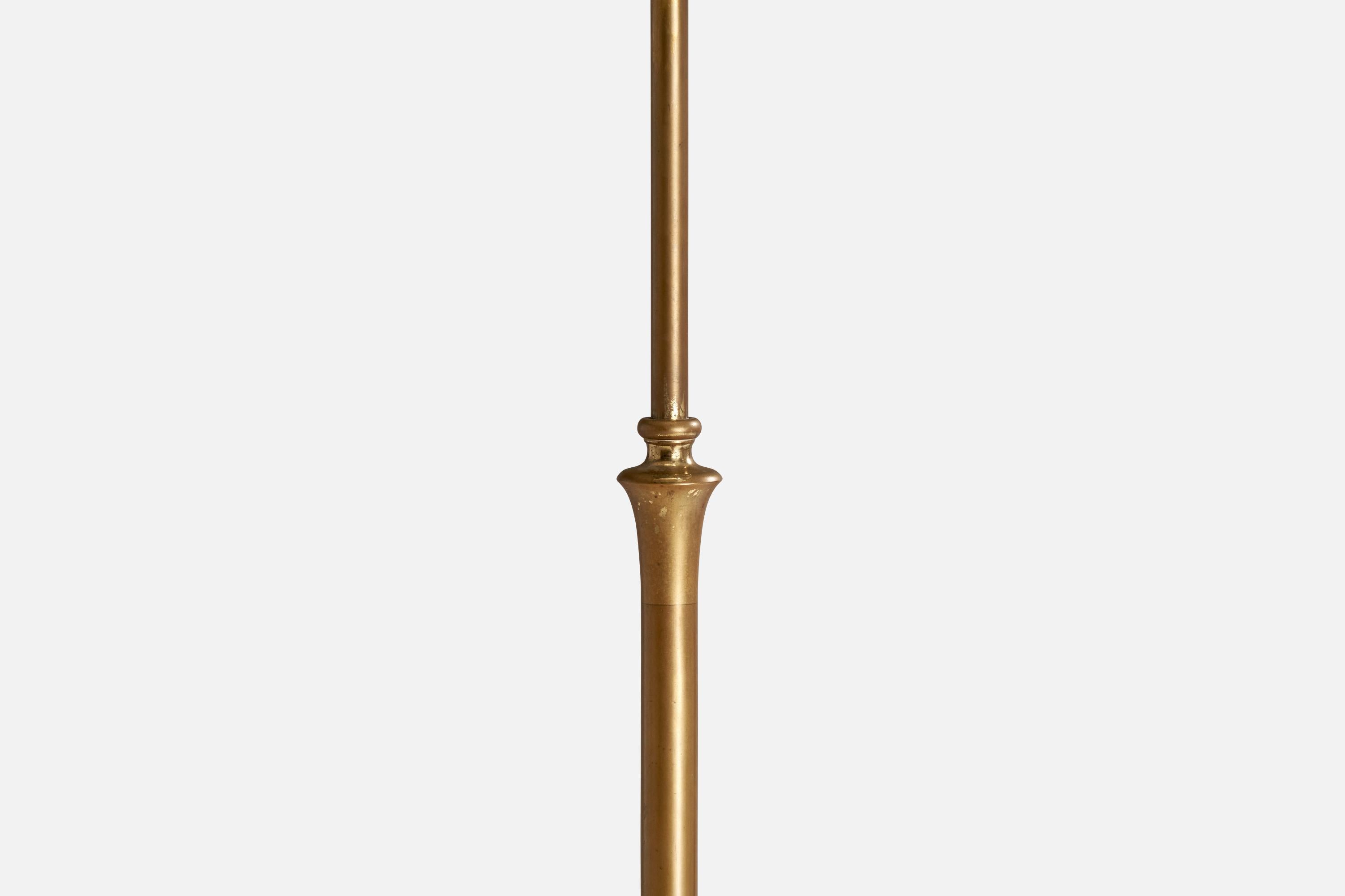 Designer autrichien, lampadaire, laiton, tissu, Autriche, années 1930 Bon état - En vente à High Point, NC