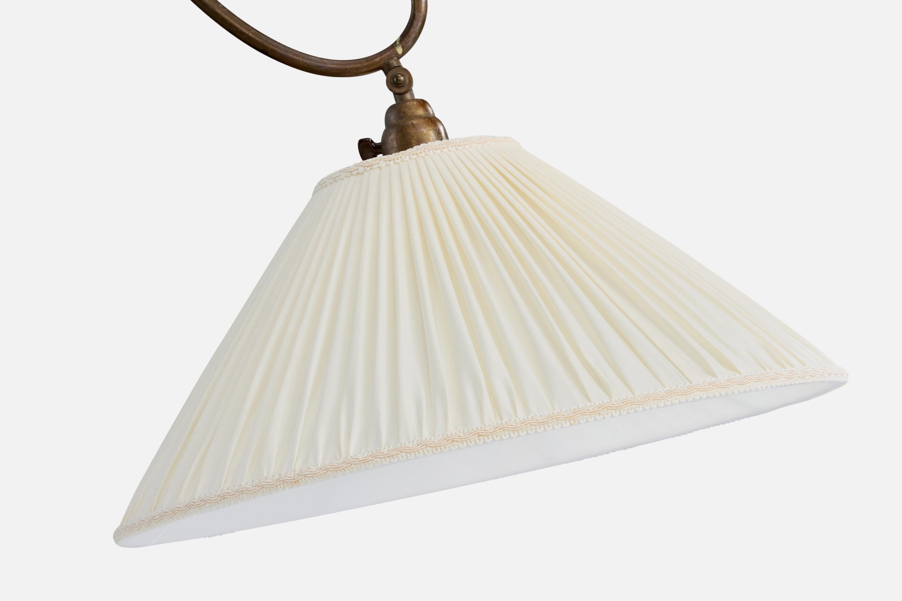 Austrian Designer, Floor Lamp, Brass, Fabric, Austria, 1930s In Good Condition For Sale In High Point, NC