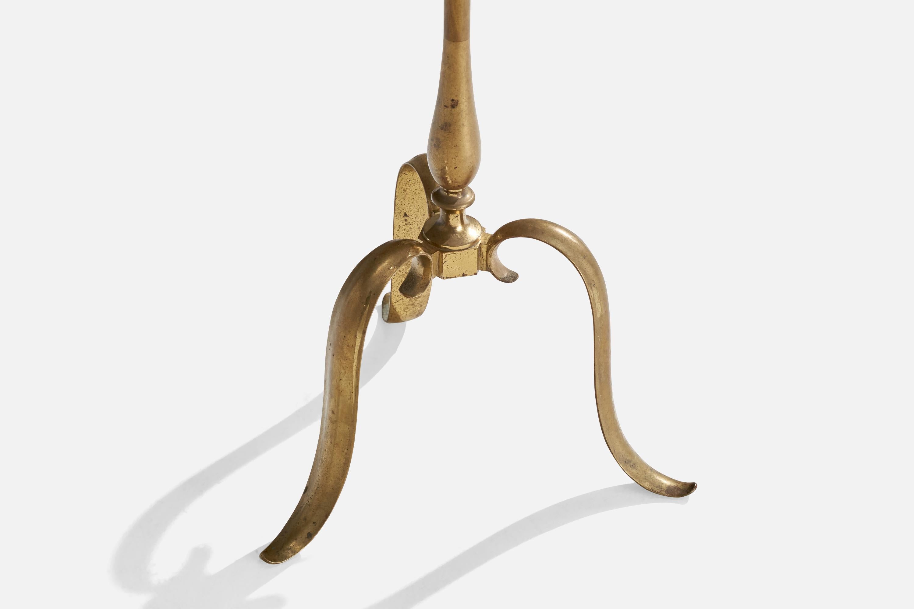 Milieu du XXe siècle Designer autrichien, lampadaire, laiton, tissu, Autriche, années 1930 en vente