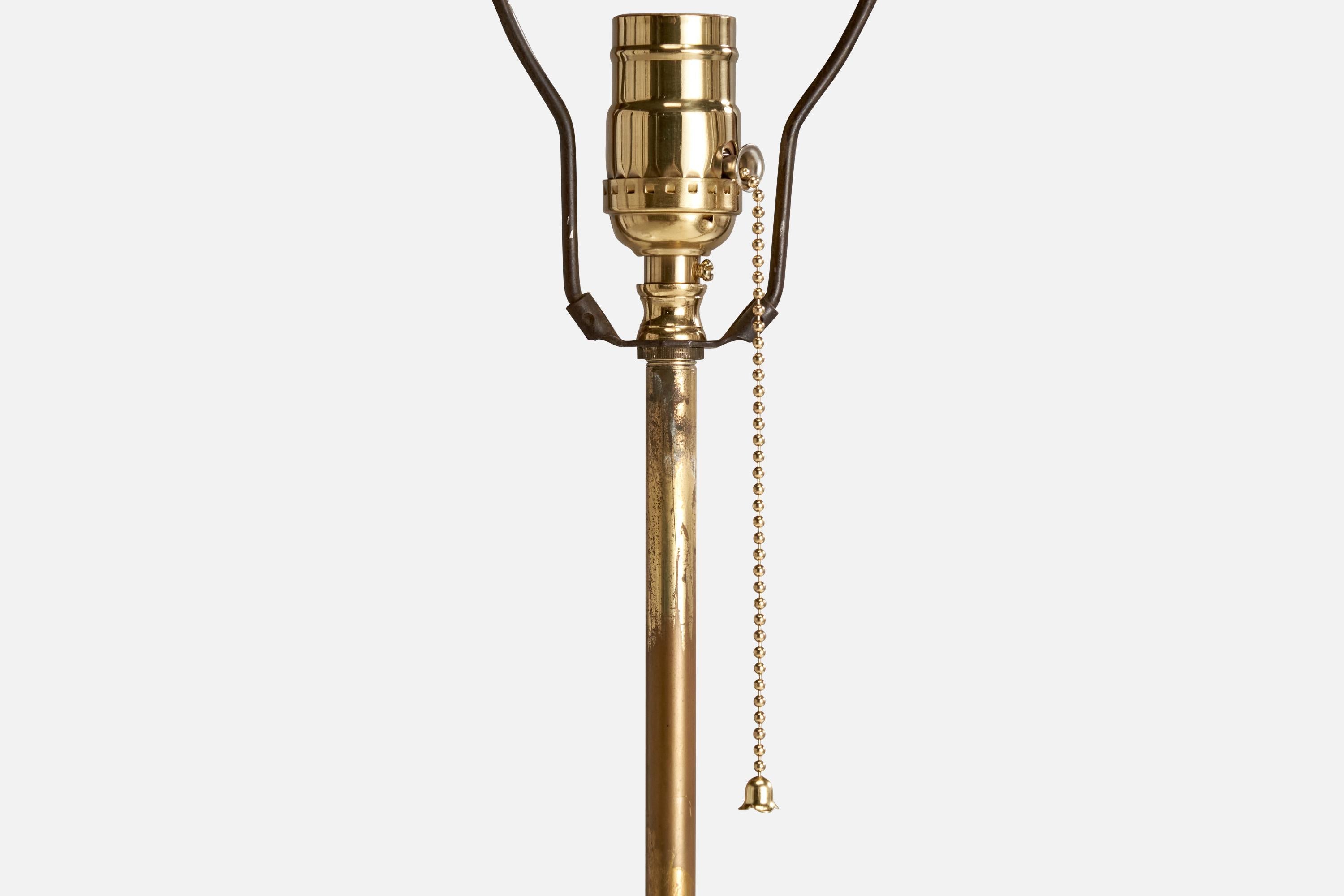 Designer autrichien, lampadaire, laiton, tissu, Autriche, années 1930 en vente 1