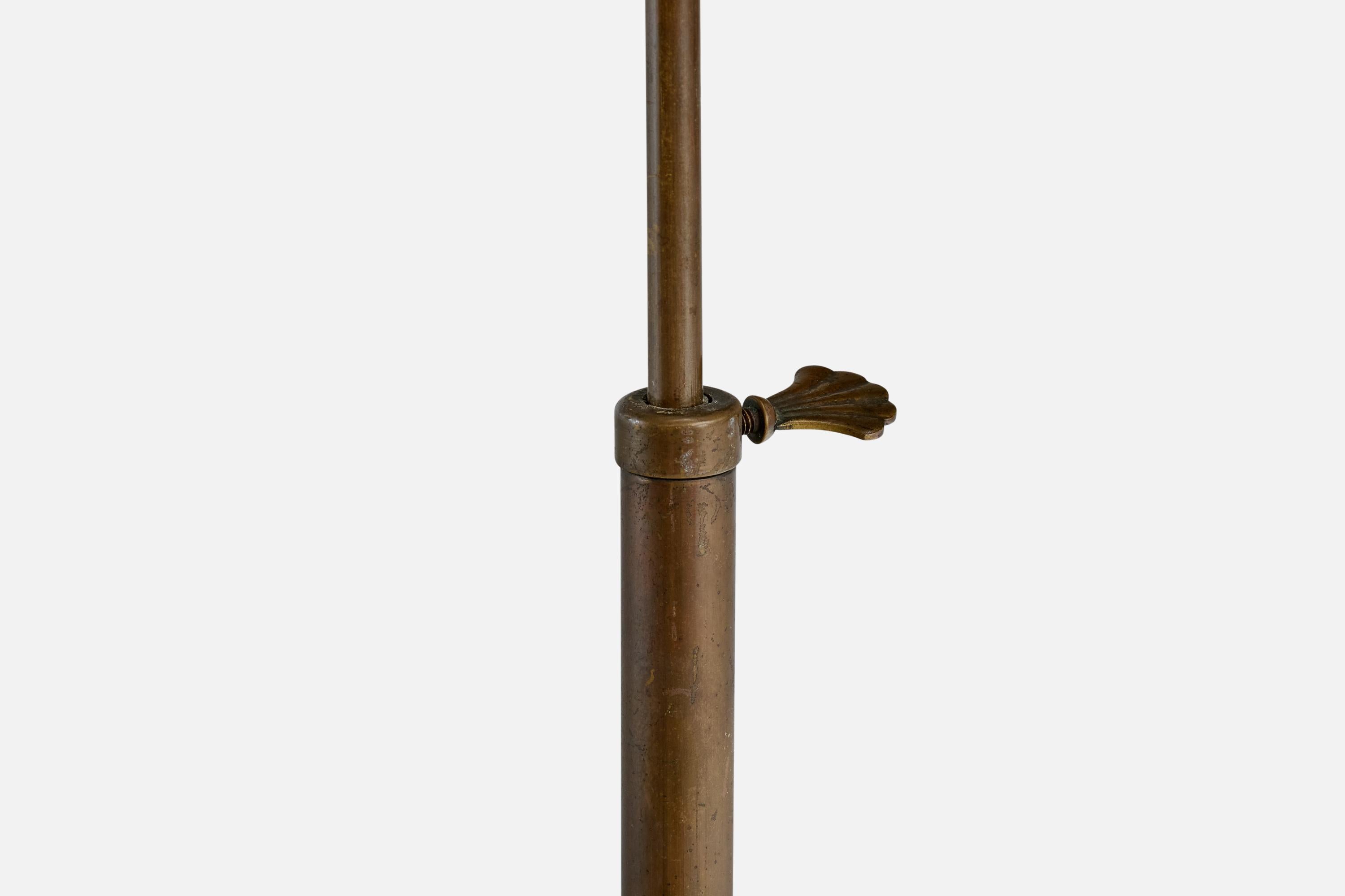 Austrian Designer, Floor Lamp, Brass, Fabric, Austria, 1930s For Sale 3
