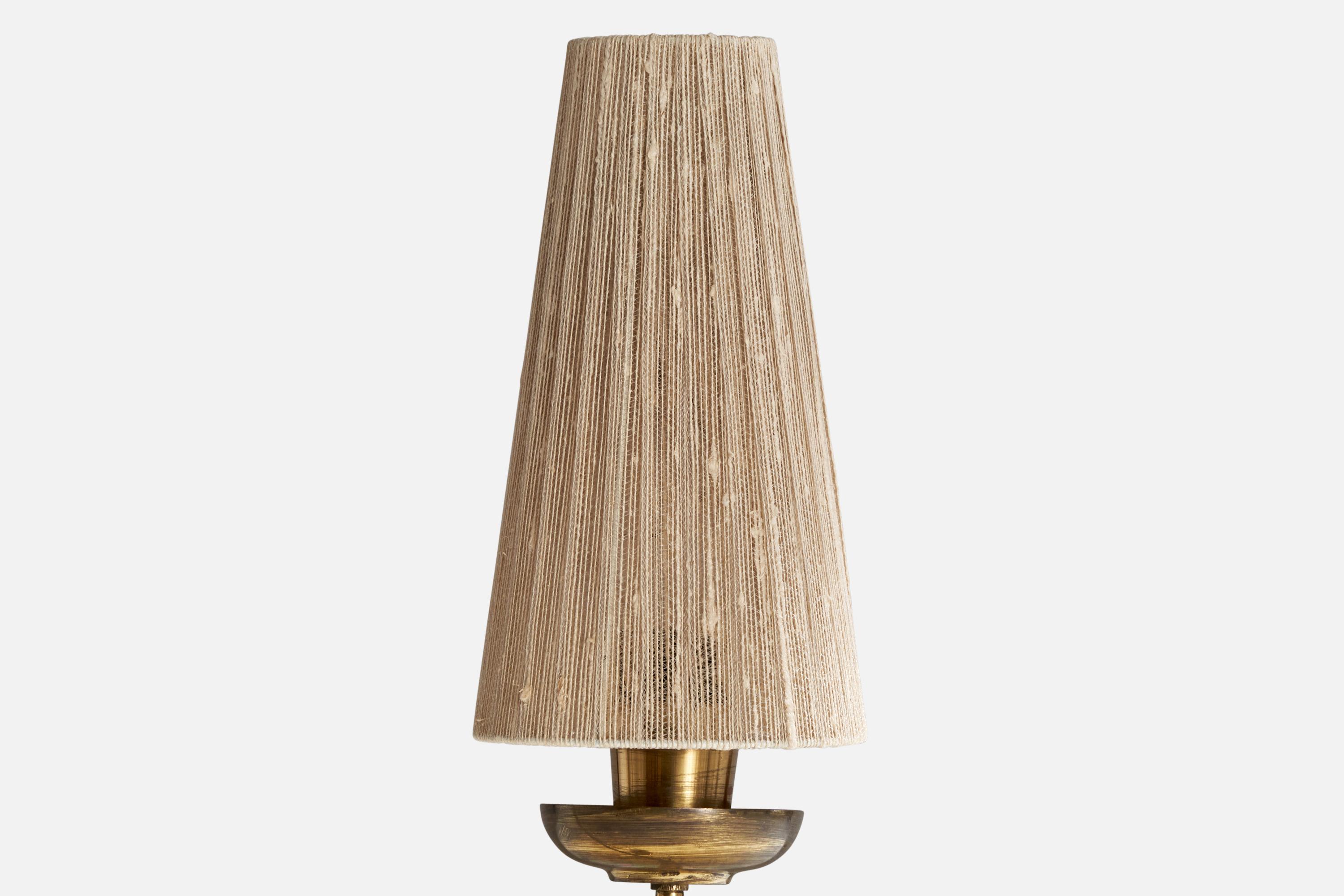 Milieu du XXe siècle Designer autrichien, lampadaire, laiton, tissu, Autriche, années 1940 en vente