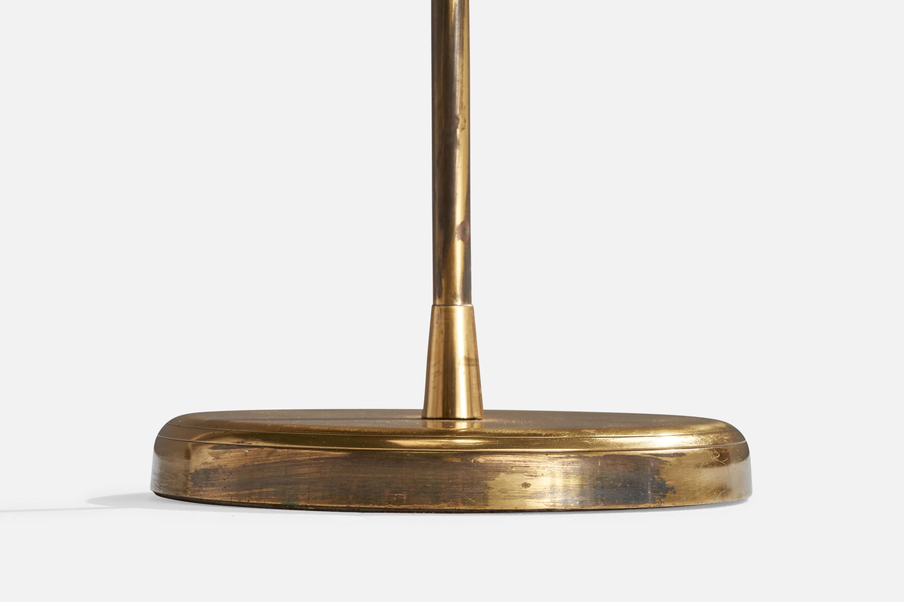 Designer autrichien, lampadaire, laiton, tissu, Autriche, années 1940 en vente 2