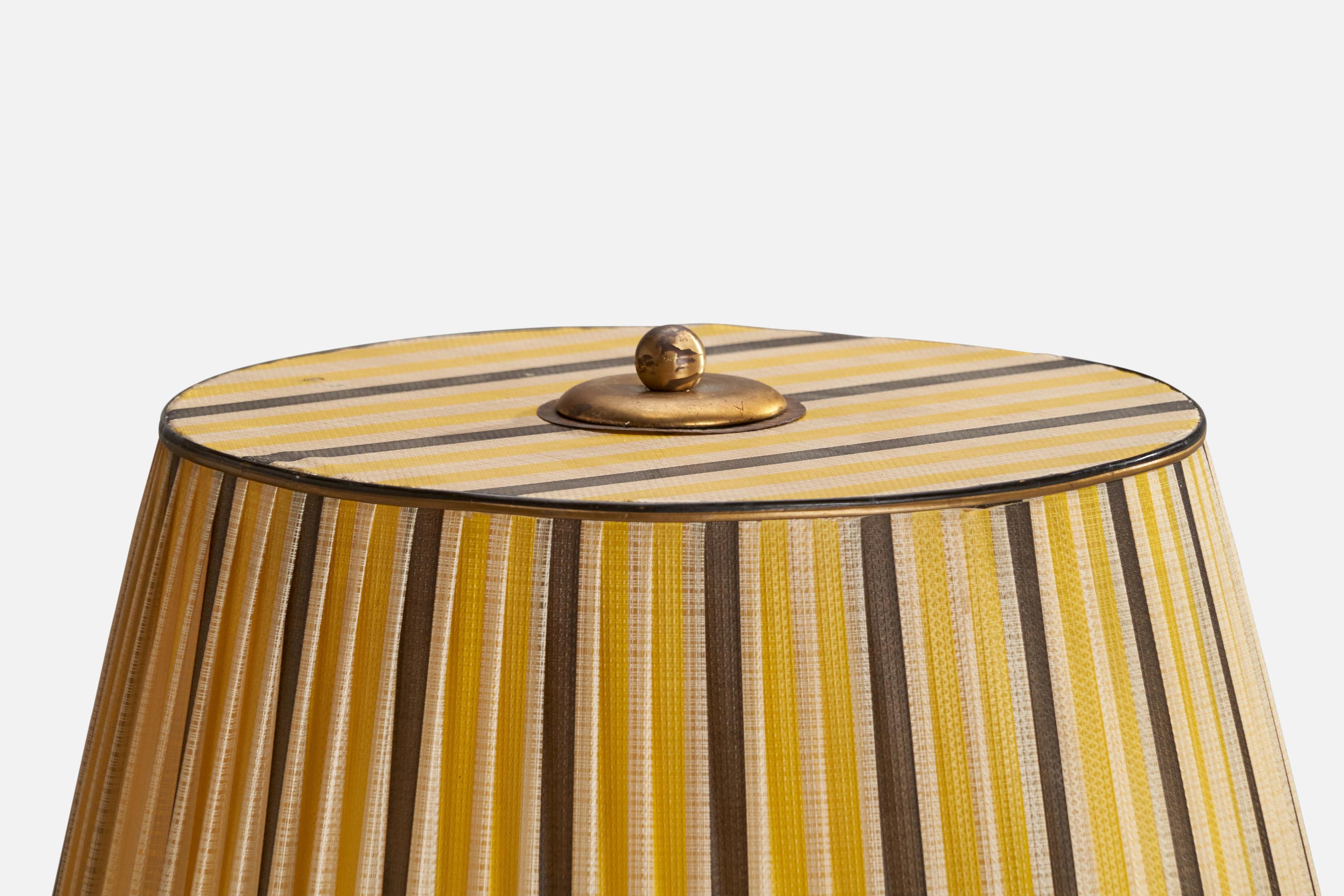 Mid-20th Century Austrian Designer, Floor Lamp, Brass, Fabric, Austria, 1950s For Sale