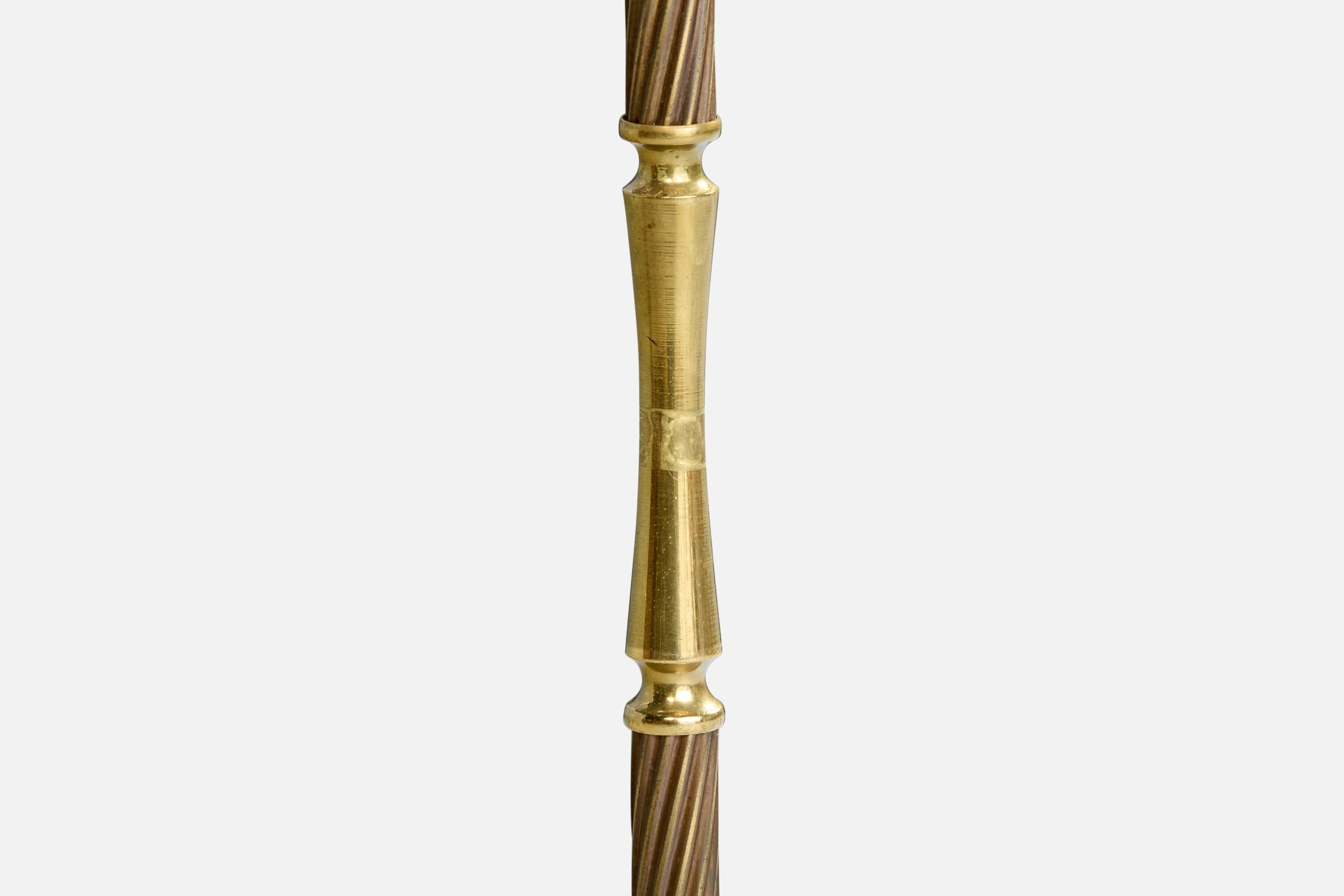 Milieu du XXe siècle Designer autrichien, lampadaire, laiton, tissu, Autriche, années 1950 en vente