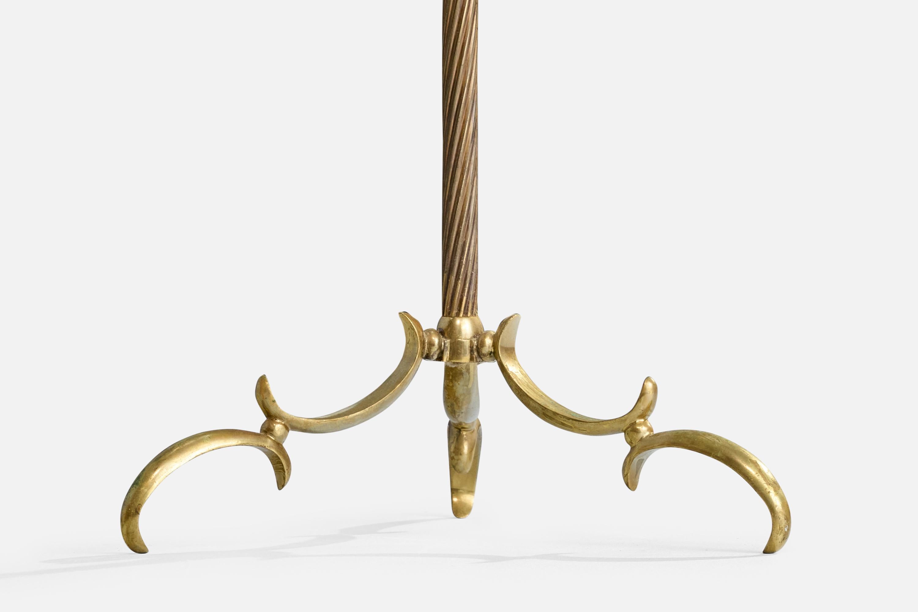 Designer autrichien, lampadaire, laiton, tissu, Autriche, années 1950 en vente 1