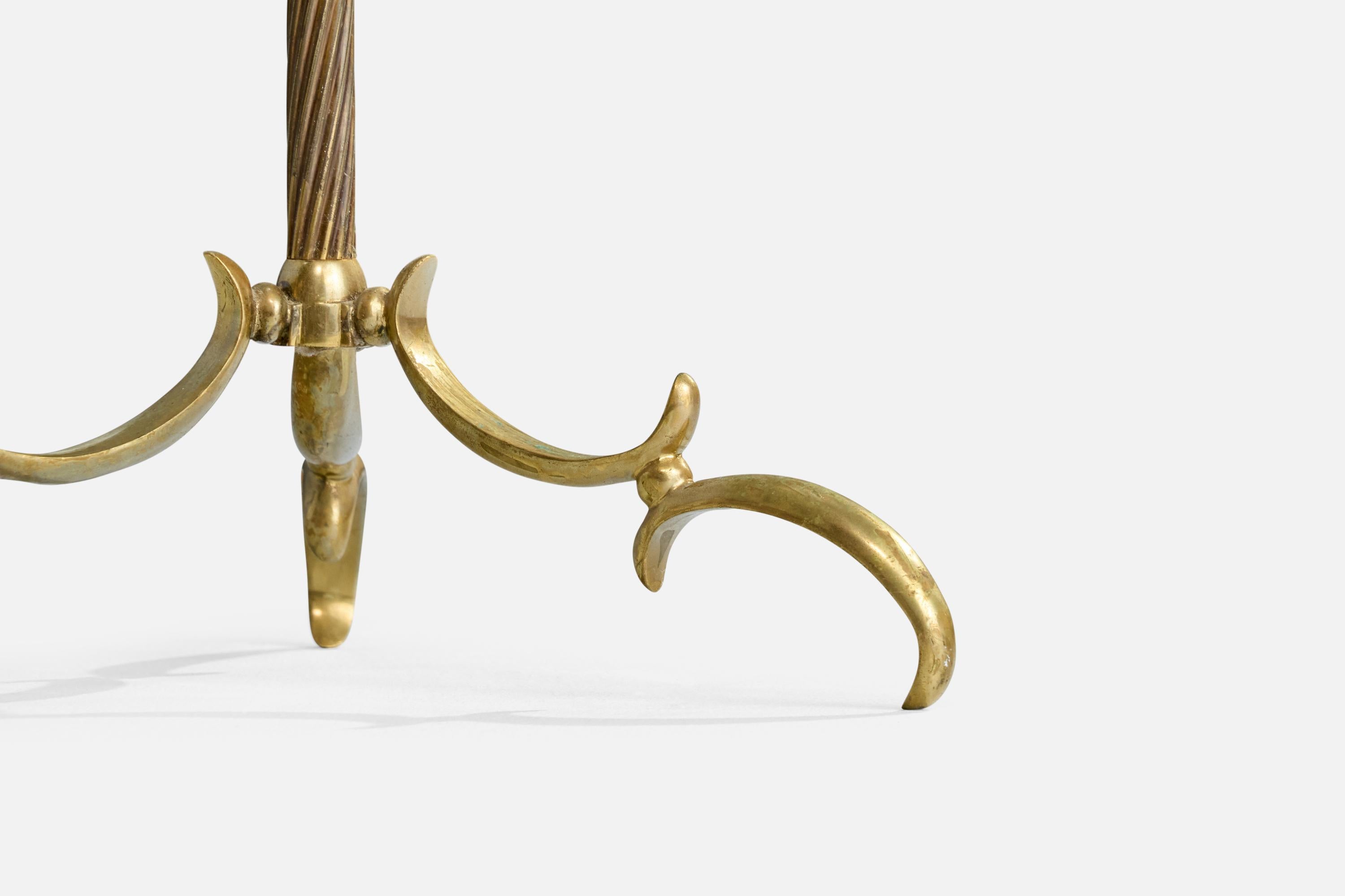 Designer autrichien, lampadaire, laiton, tissu, Autriche, années 1950 en vente 2