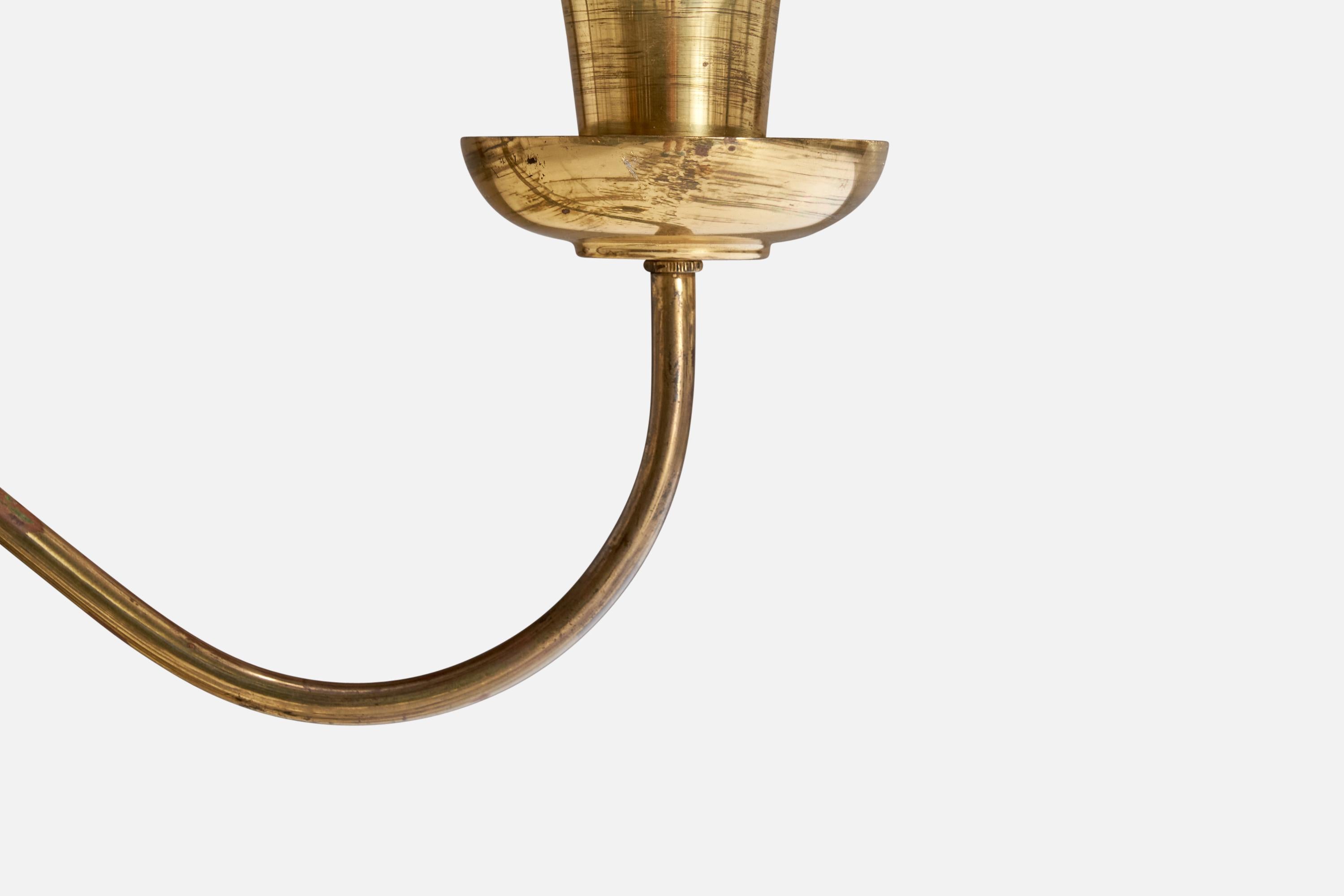 Laiton Designer autrichien, lampadaire, laiton, papier, Autriche, années 1940 en vente