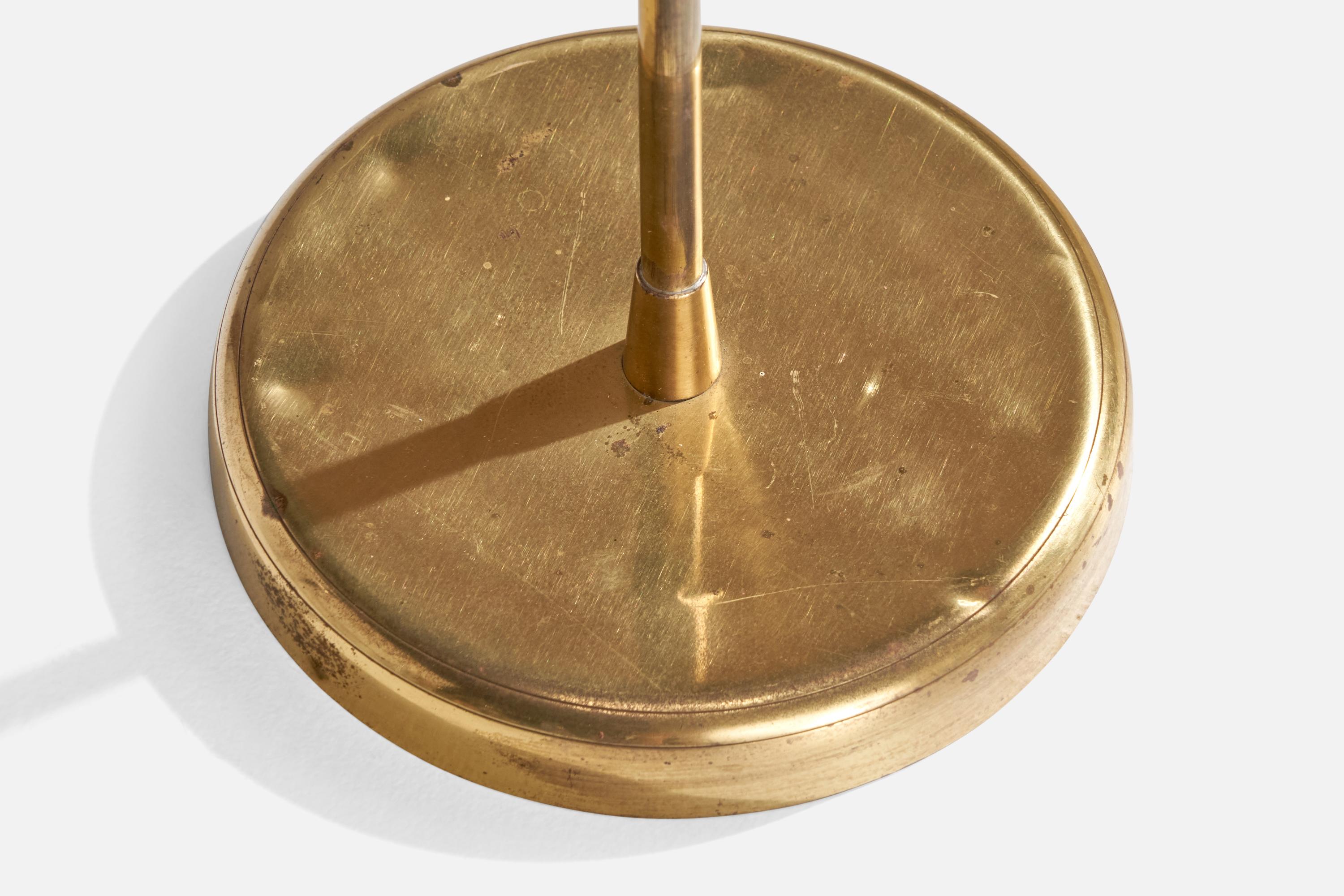 Designer autrichien, lampadaire, laiton, papier, Autriche, années 1940 en vente 2