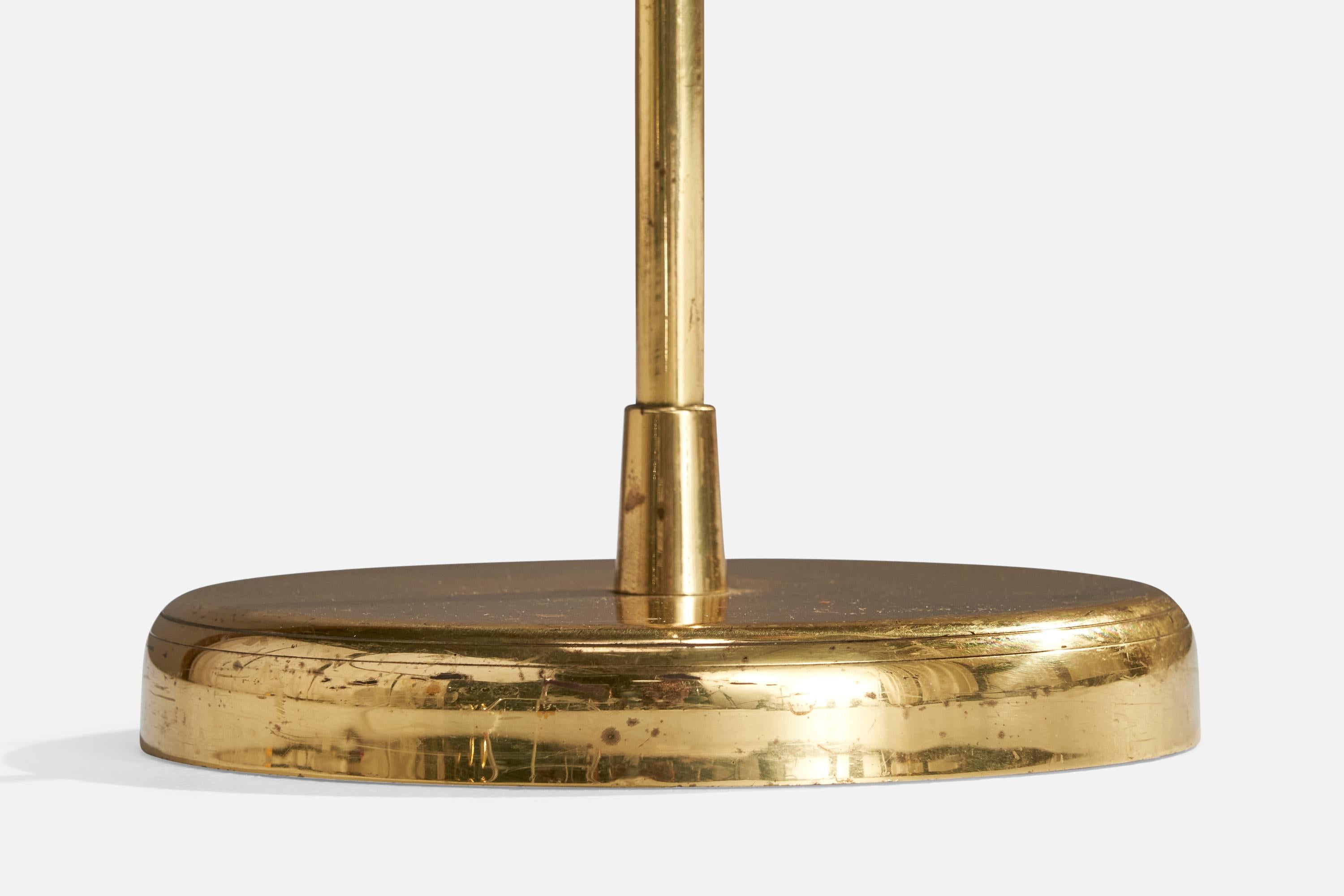 Designer autrichien, lampadaire, laiton, rotin, Autriche, années 1940 en vente 3