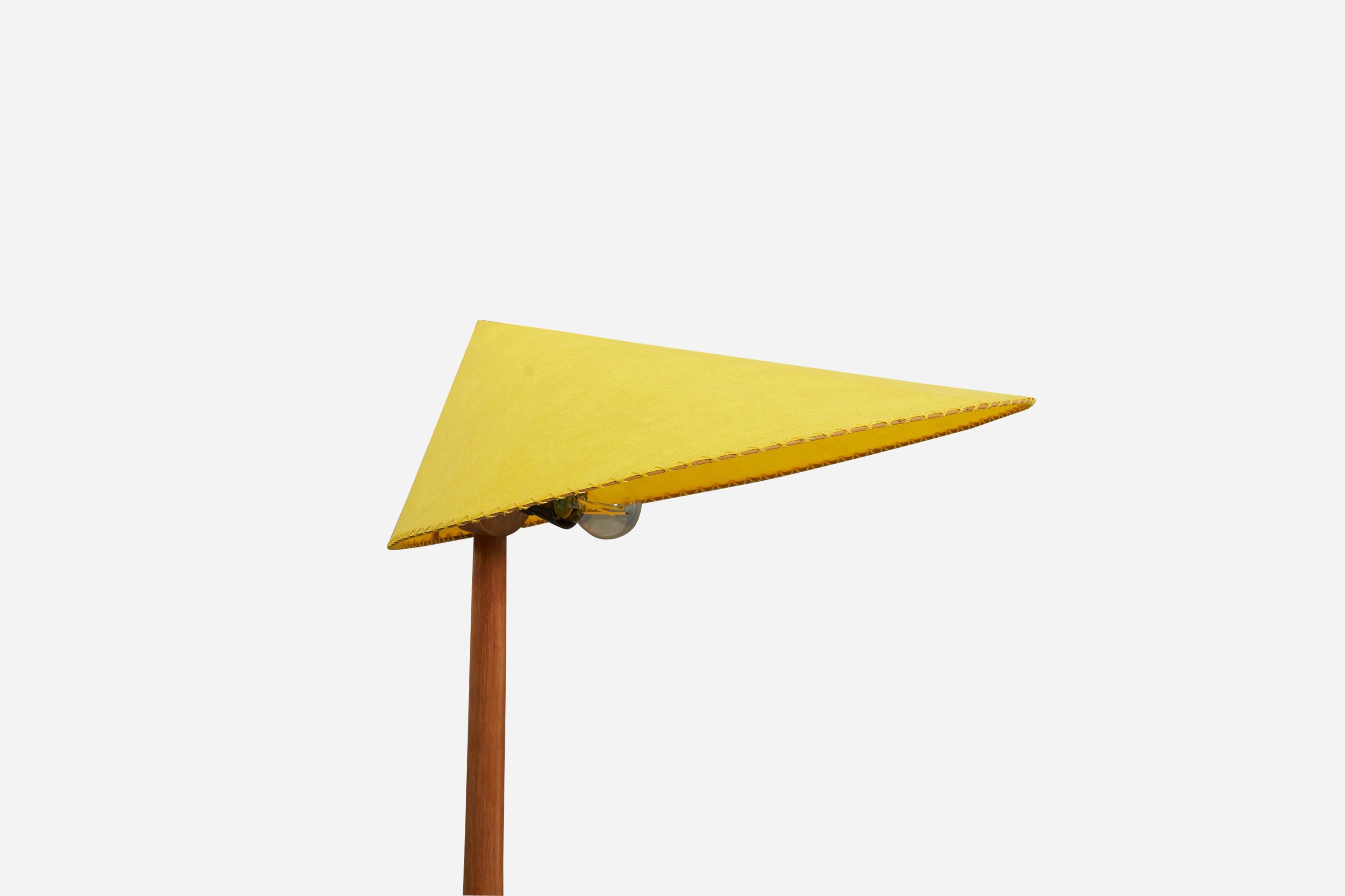 Milieu du XXe siècle Designer autrichien, lampadaire, teck, métal laqué, papier, Autriche, années 1950 en vente