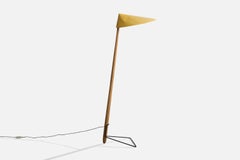 Österreichischer Designer, Stehlampe, Holz, Metall, Papier, Österreich, 1960er Jahre