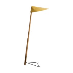 Österreichischer Designer, Stehlampe, Holz, Metall, Papier, Österreich, 1960er Jahre