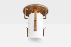 Austrian Designer, Flush Mount, Brass, Glass, Austria, 1950s