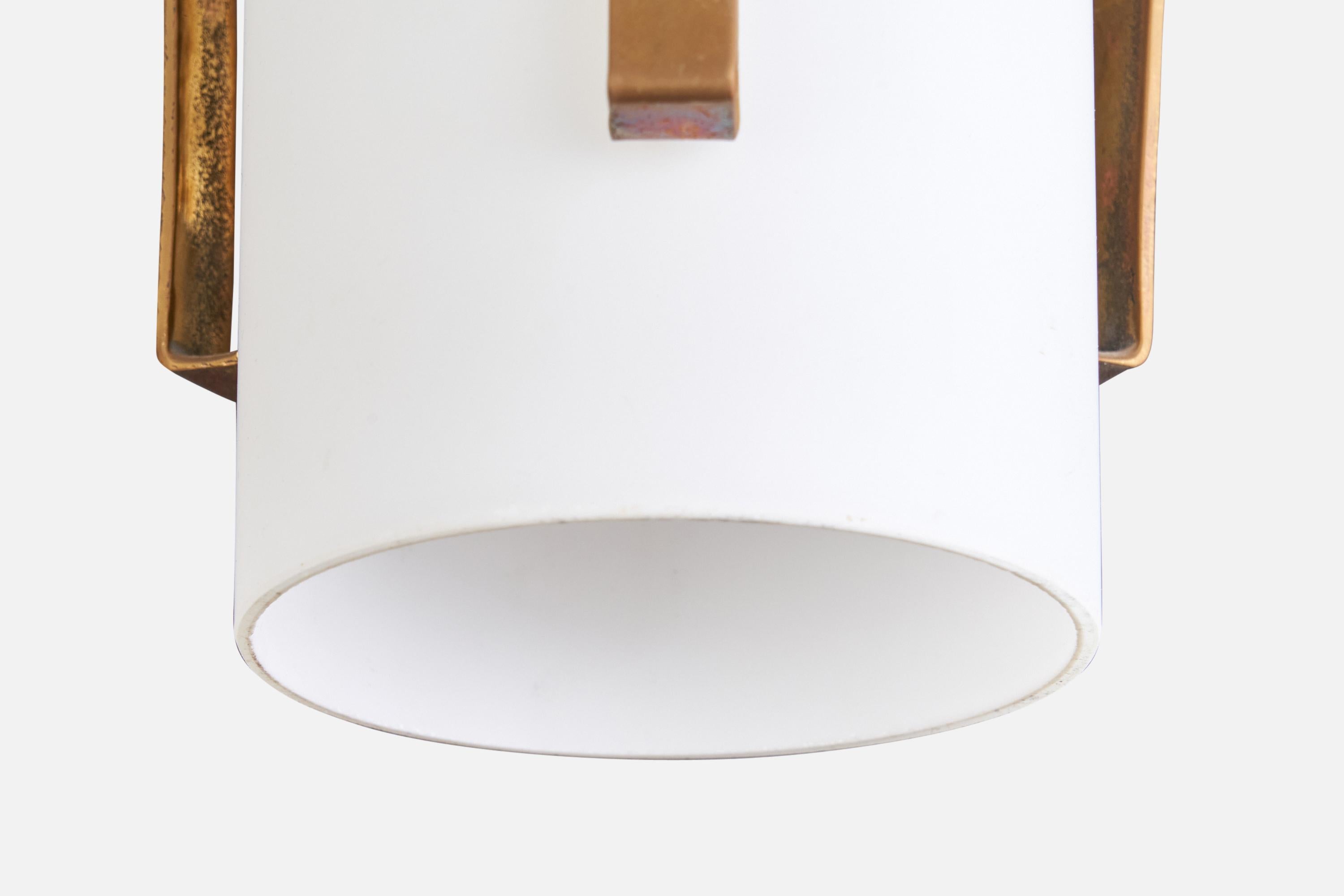 Mid-20th Century Austrian Designer, Flush Mount, Brass, Glass, Austria, 1950s For Sale
