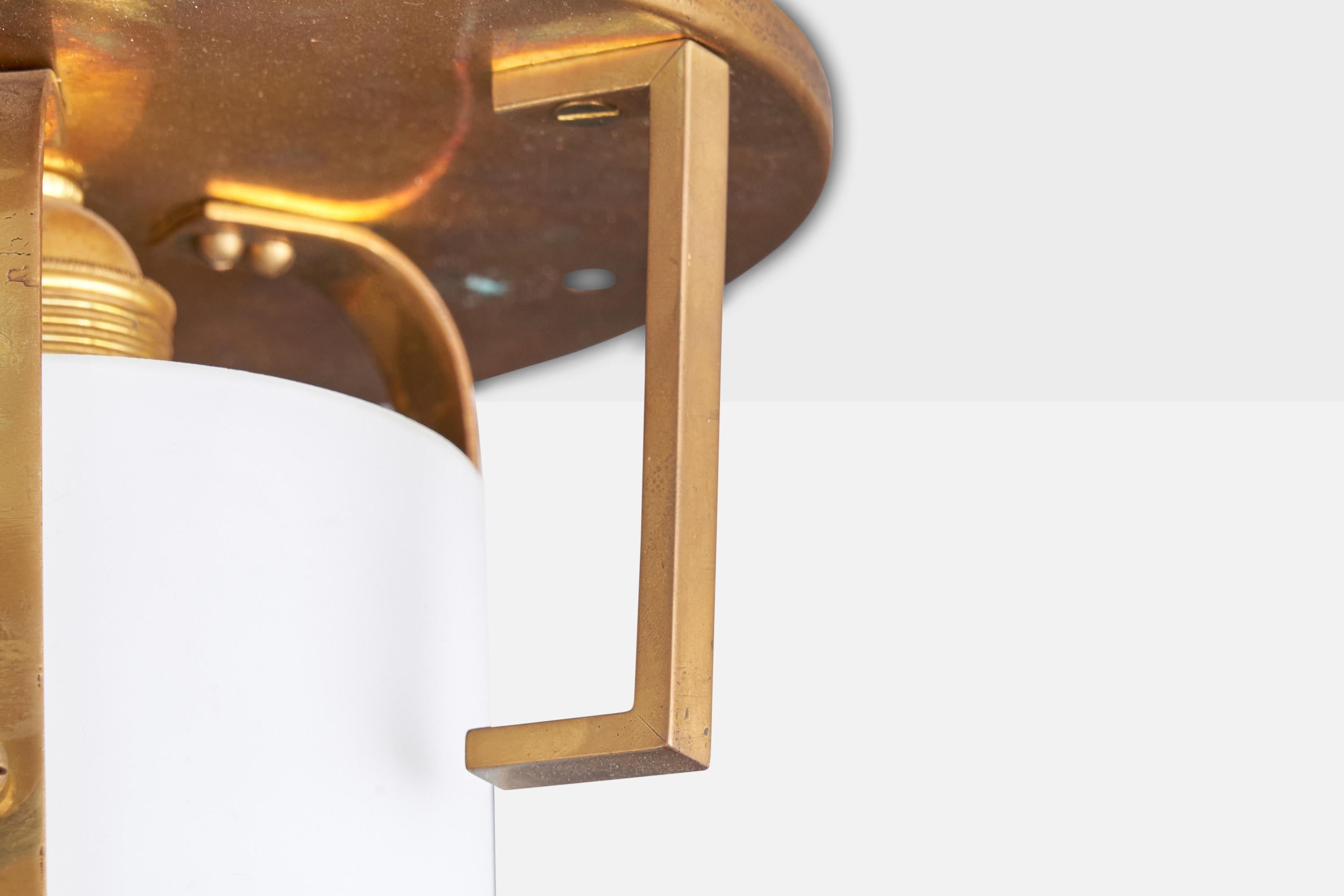Austrian Designer, Flush Mount, Brass, Glass, Austria, 1950s For Sale 2