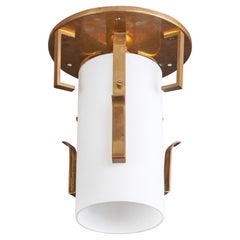 Austrian Designer, Flush Mount, Brass, Glass, Austria, 1950s