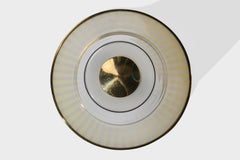Austrian Designer, Flush Mount, Glass, Brass, Austria, 1950s