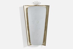 Austrian Designer, Illuminated Wall Mirror, Brass, Metal, Austria, 1940s