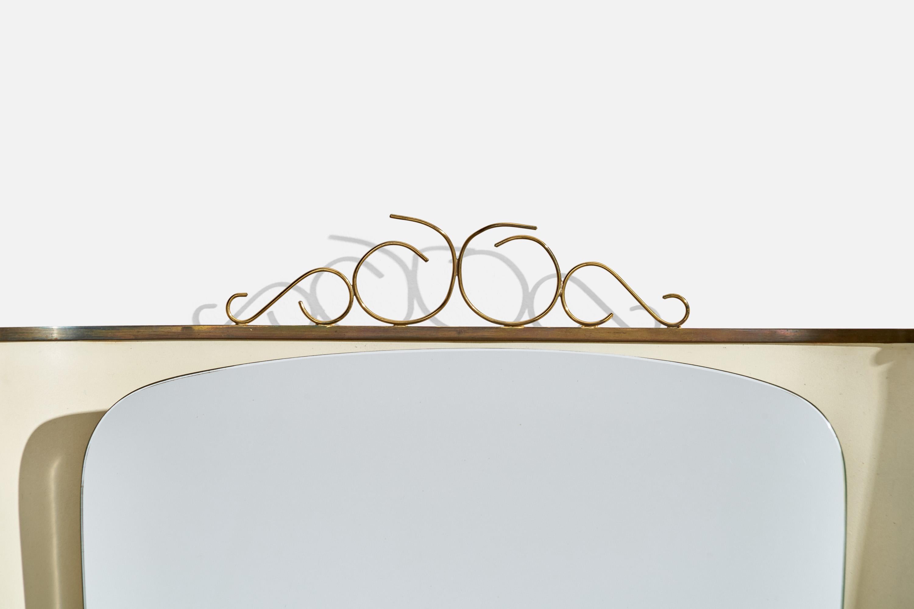 Designer austriaco, specchio da parete illuminato, ottone, metallo, Austria, anni '40 In condizioni buone in vendita a High Point, NC