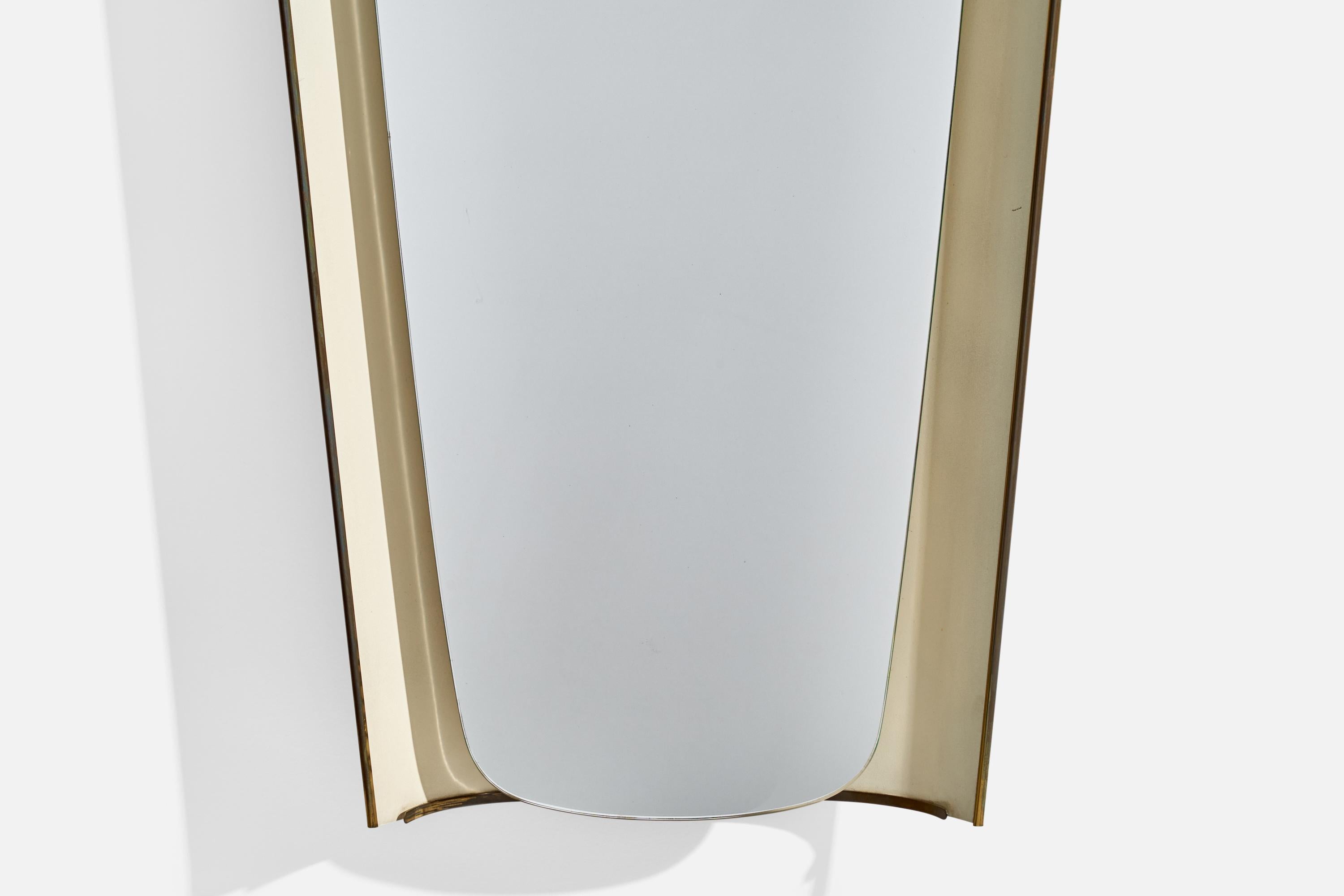 Metallo Designer austriaco, specchio da parete illuminato, ottone, metallo, Austria, anni '40 in vendita