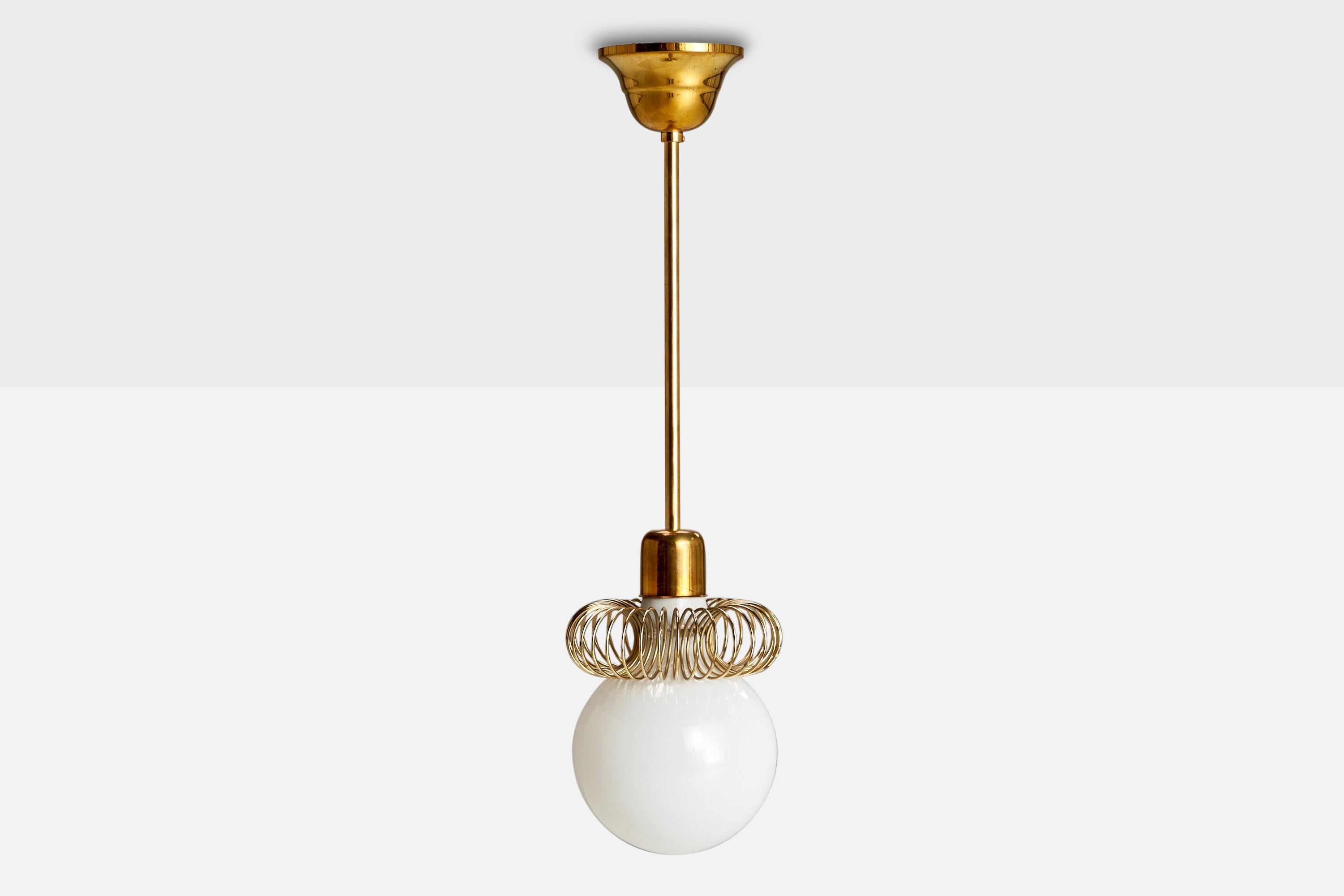 Scandinave moderne Designer autrichien, Design-Light, laiton, verre, Autriche, années 1950 en vente