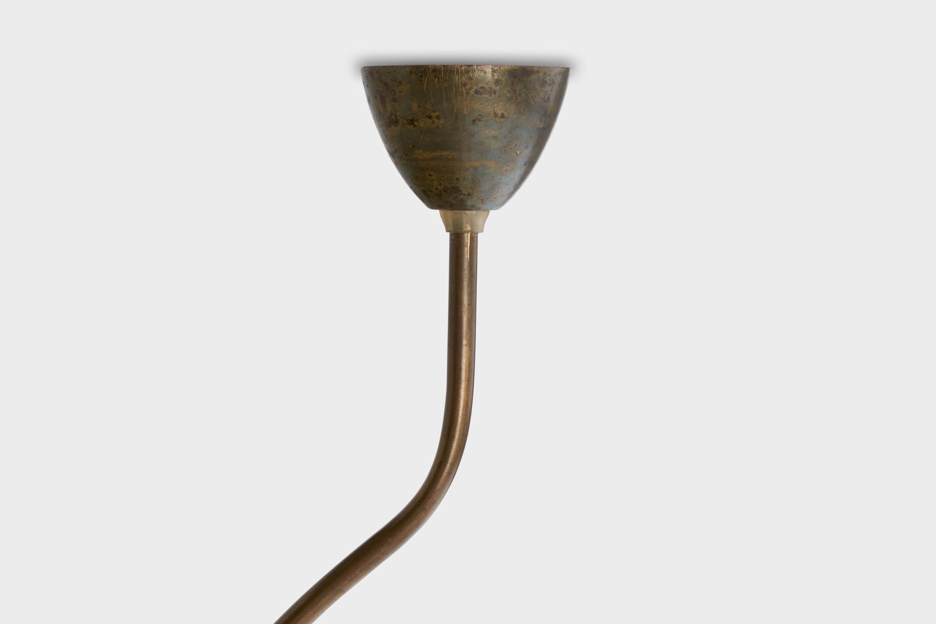 Designer austriaco, lampada a sospensione, ottone, vetro, Austria, anni 50 in vendita 2