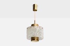 Austrian Designer, Pendant Light, Brass, Glass, Austria, 1960s