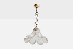 Austrian Designer, Pendant Light, Brass, Glass, Austria, 1960s