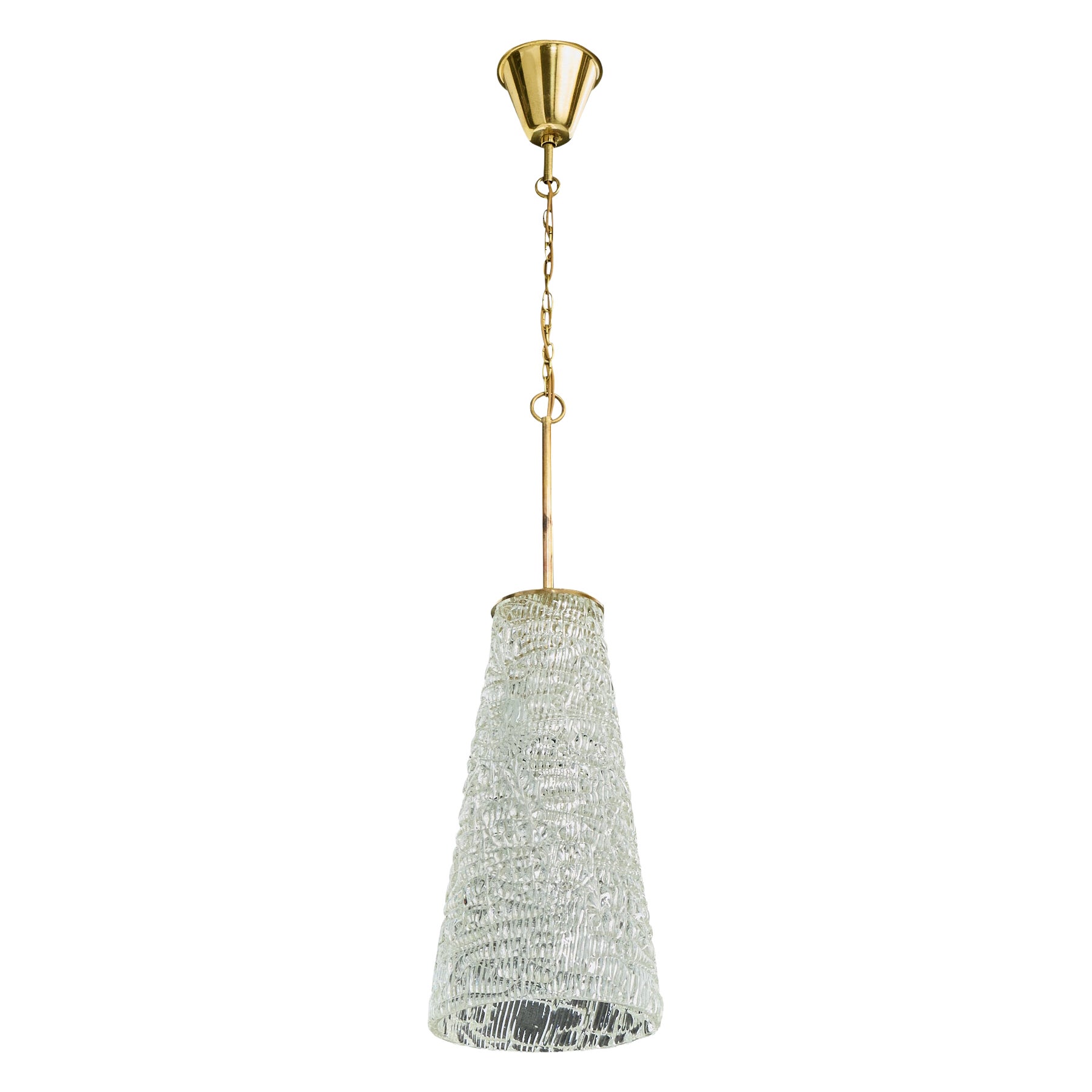 Austrian Designer, Pendant Light, Brass, Glass, Austria, 1960s For Sale