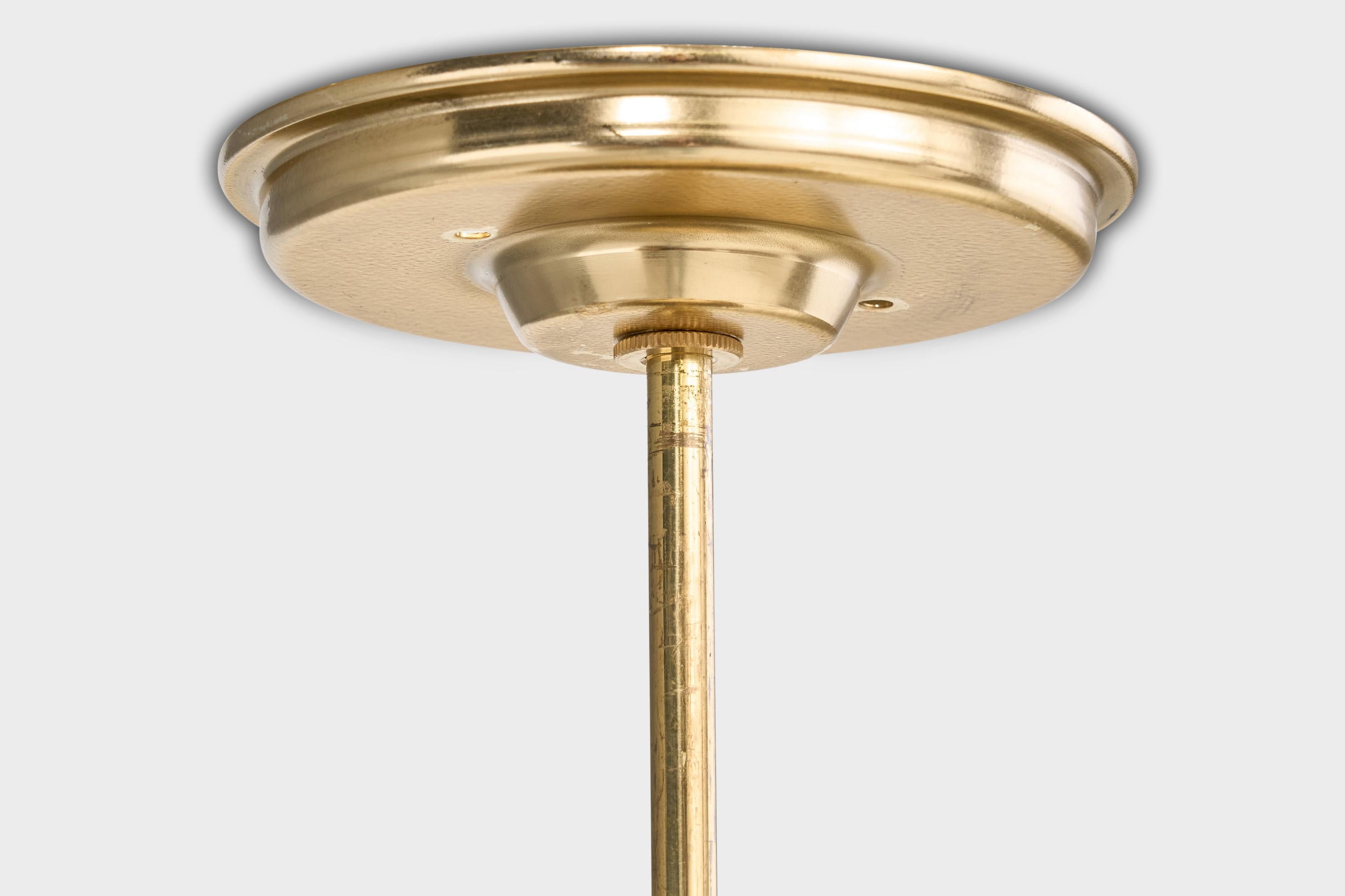 Austrian Designer, Pendant Light, Brass, Glass, Pearl, Austria, 1950s For Sale 5