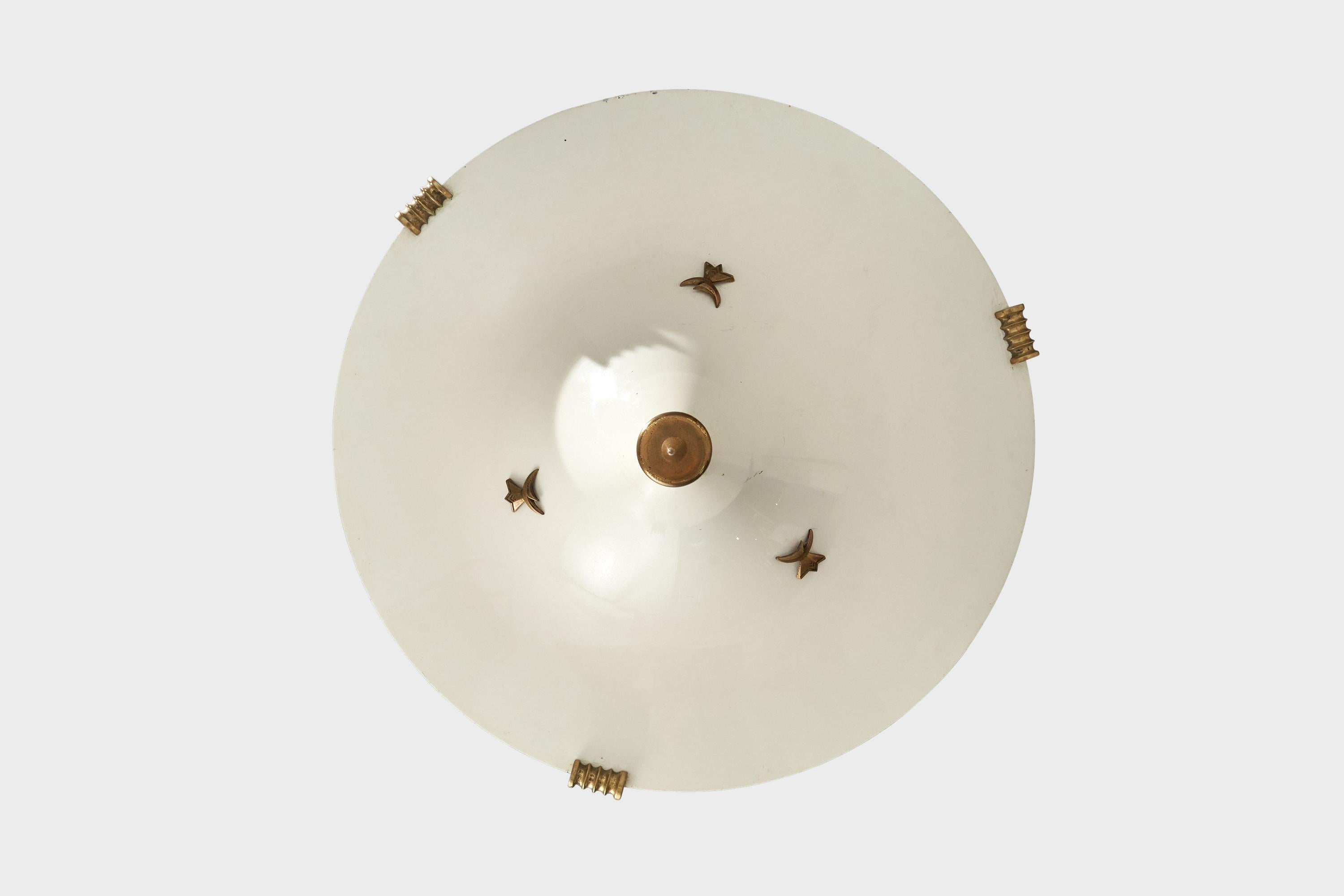 Austriaco Designer austriaco, Lampada a sospensione, Ottone, Metallo, Austria, anni 50 in vendita