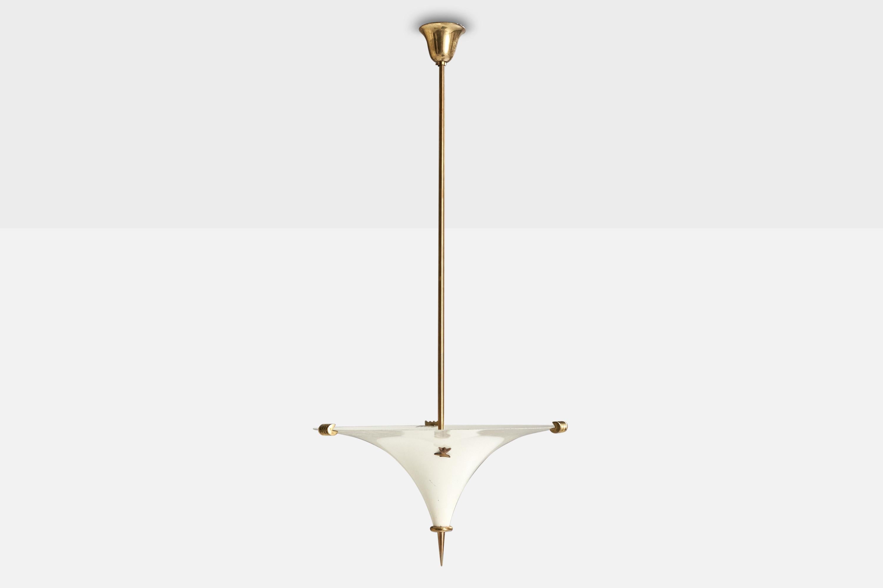 Designer austriaco, Lampada a sospensione, Ottone, Metallo, Austria, anni 50 In condizioni buone in vendita a High Point, NC