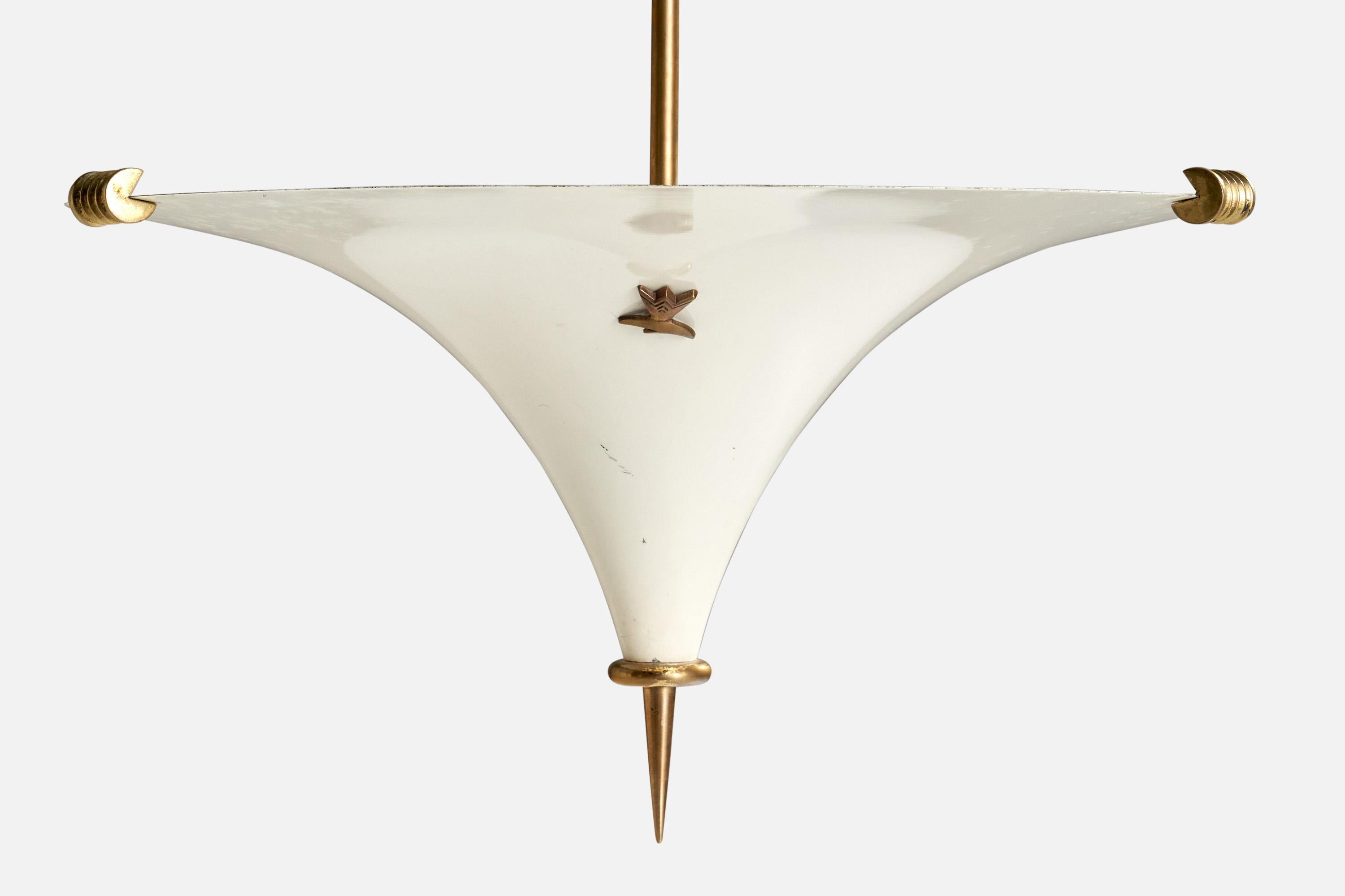 Designer austriaco, Lampada a sospensione, Ottone, Metallo, Austria, anni 50 in vendita 1