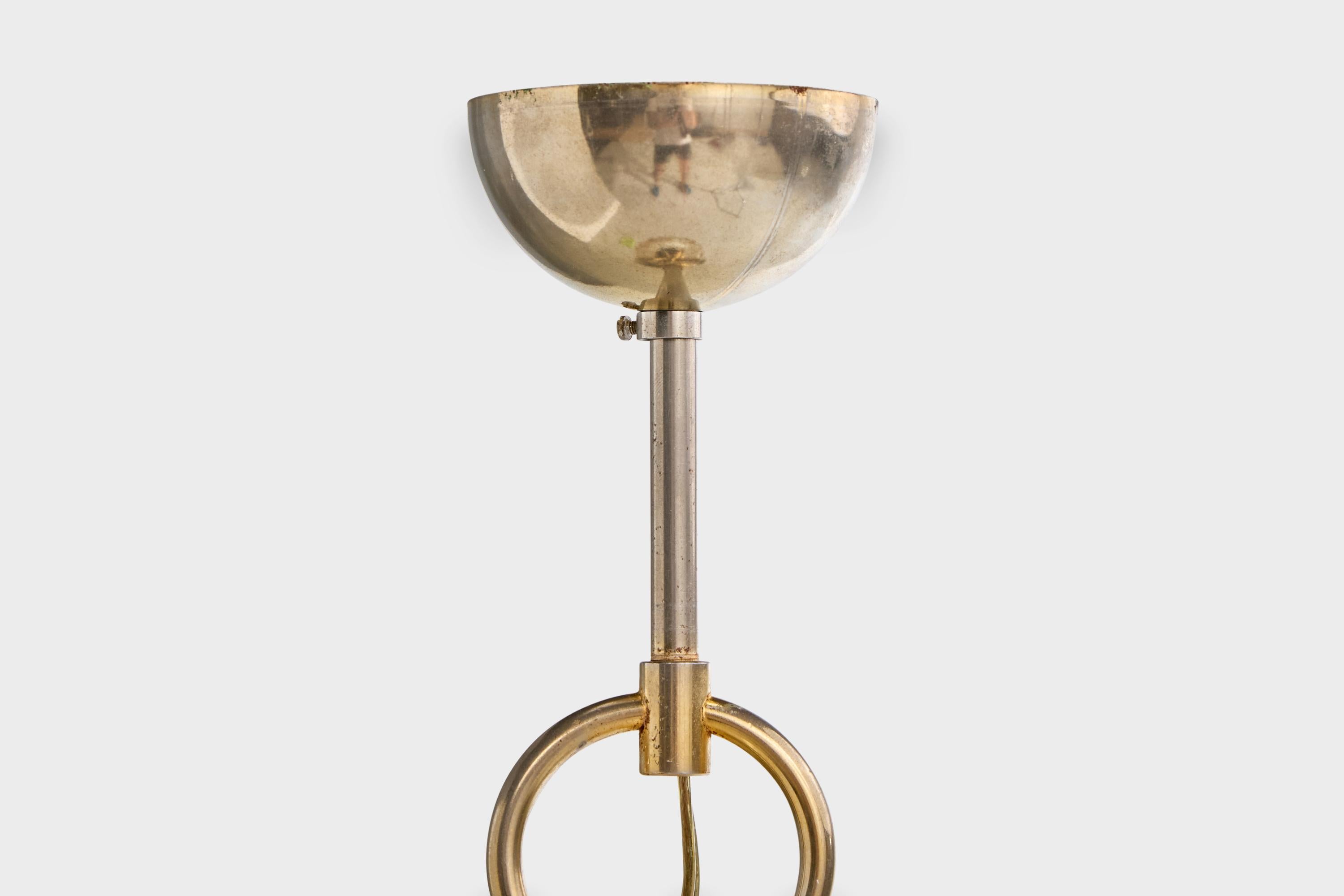 Designer autrichien, lampe à suspension, verre, laiton, Autriche, années 1960 en vente 3