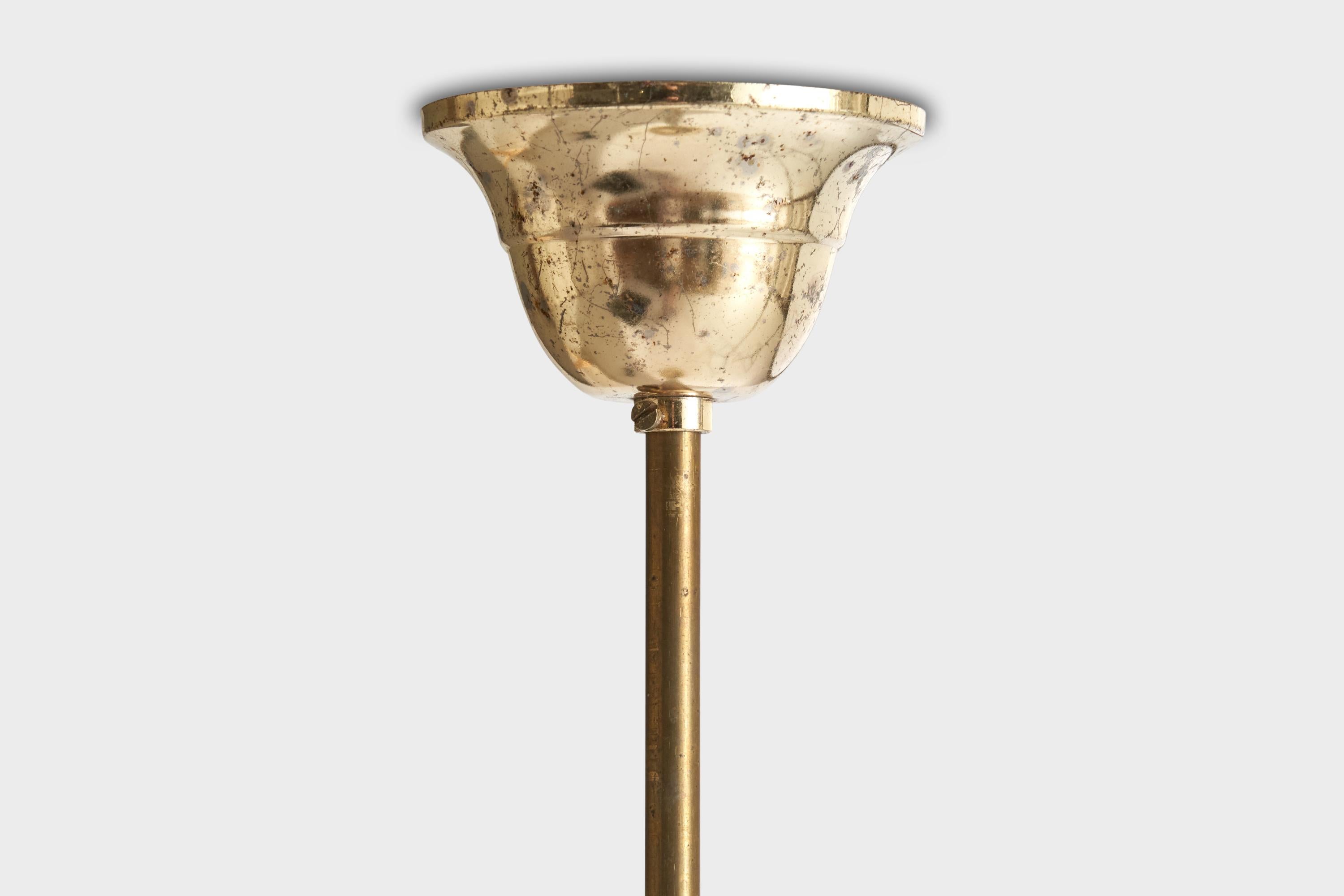 Designer austriaco, lampada a sospensione, vetro, ottone, resina, Austria, anni '50 in vendita 3