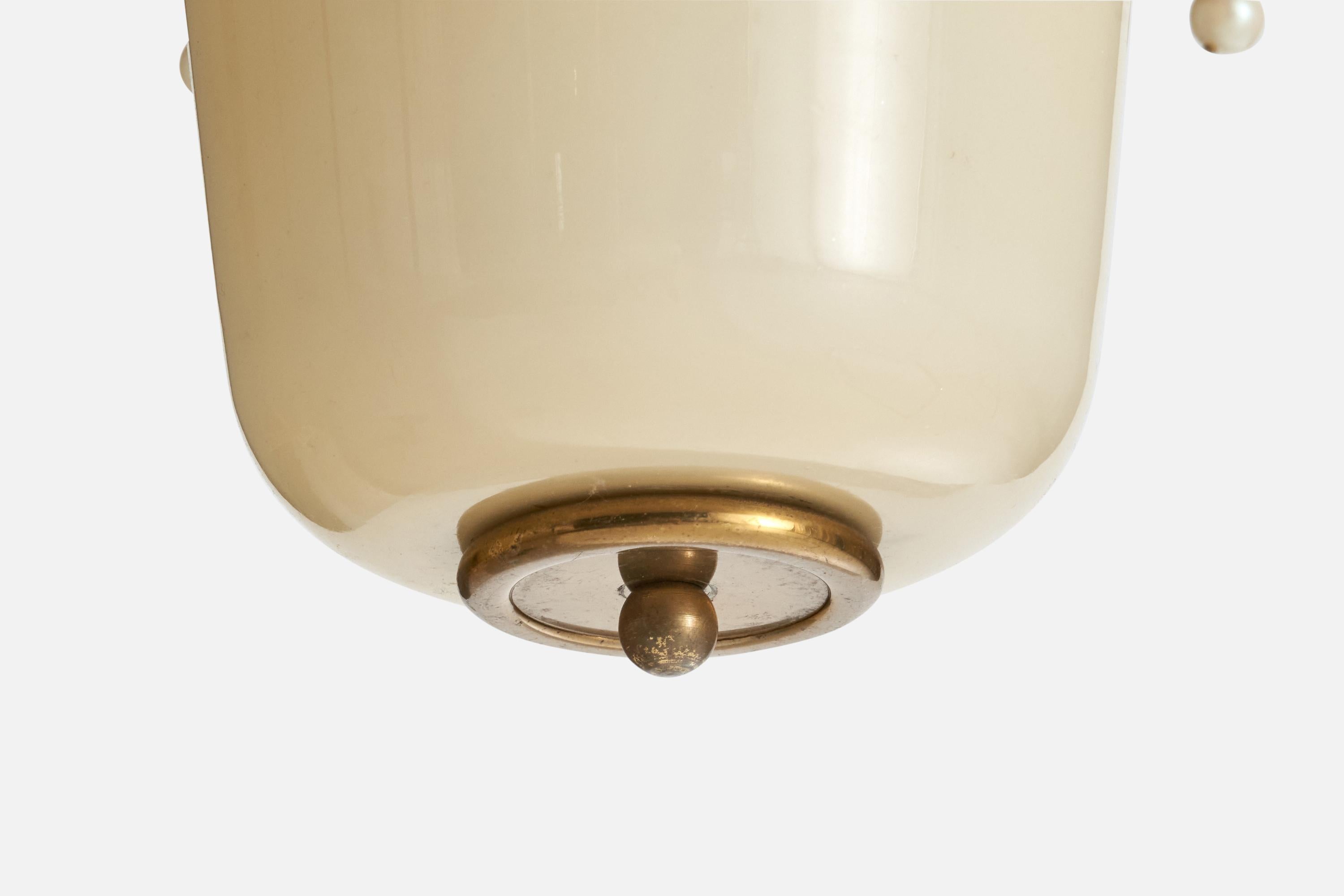 Designer austriaco, lampada a sospensione, vetro, ottone, resina, Austria, anni '50 in vendita 2