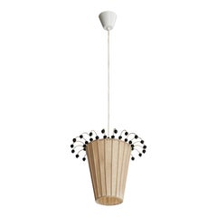 Austrian Designer, Pendant Light, Paper, Metal, Plastic, Austria, 1950s