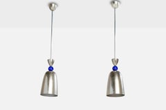 Österreichischer Designer, Pendelleuchten, Metall, Glas, Österreich, 1920er Jahre