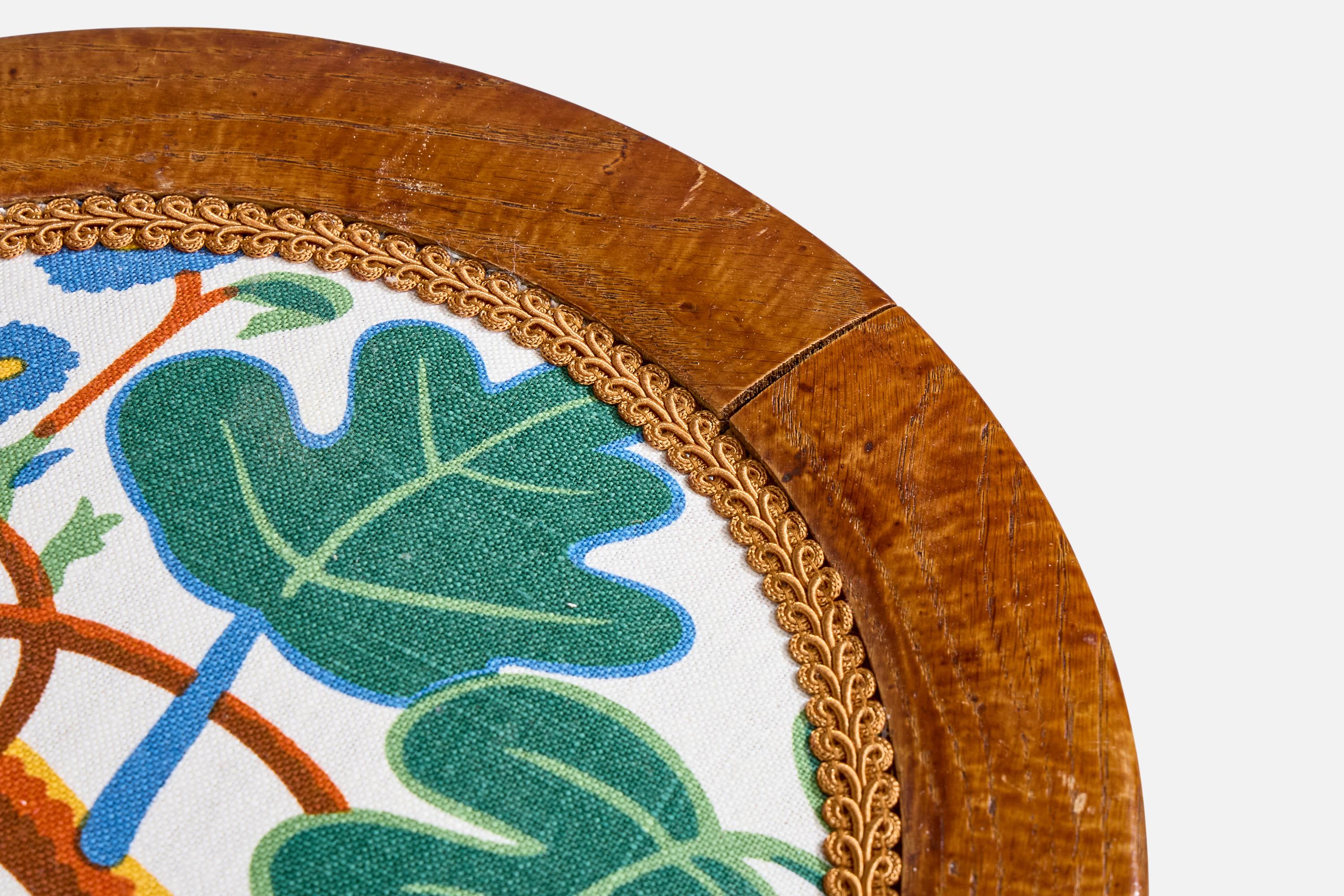 Austrian Designer, Stools, Oak, Fabric, Austria, 1900s For Sale 6