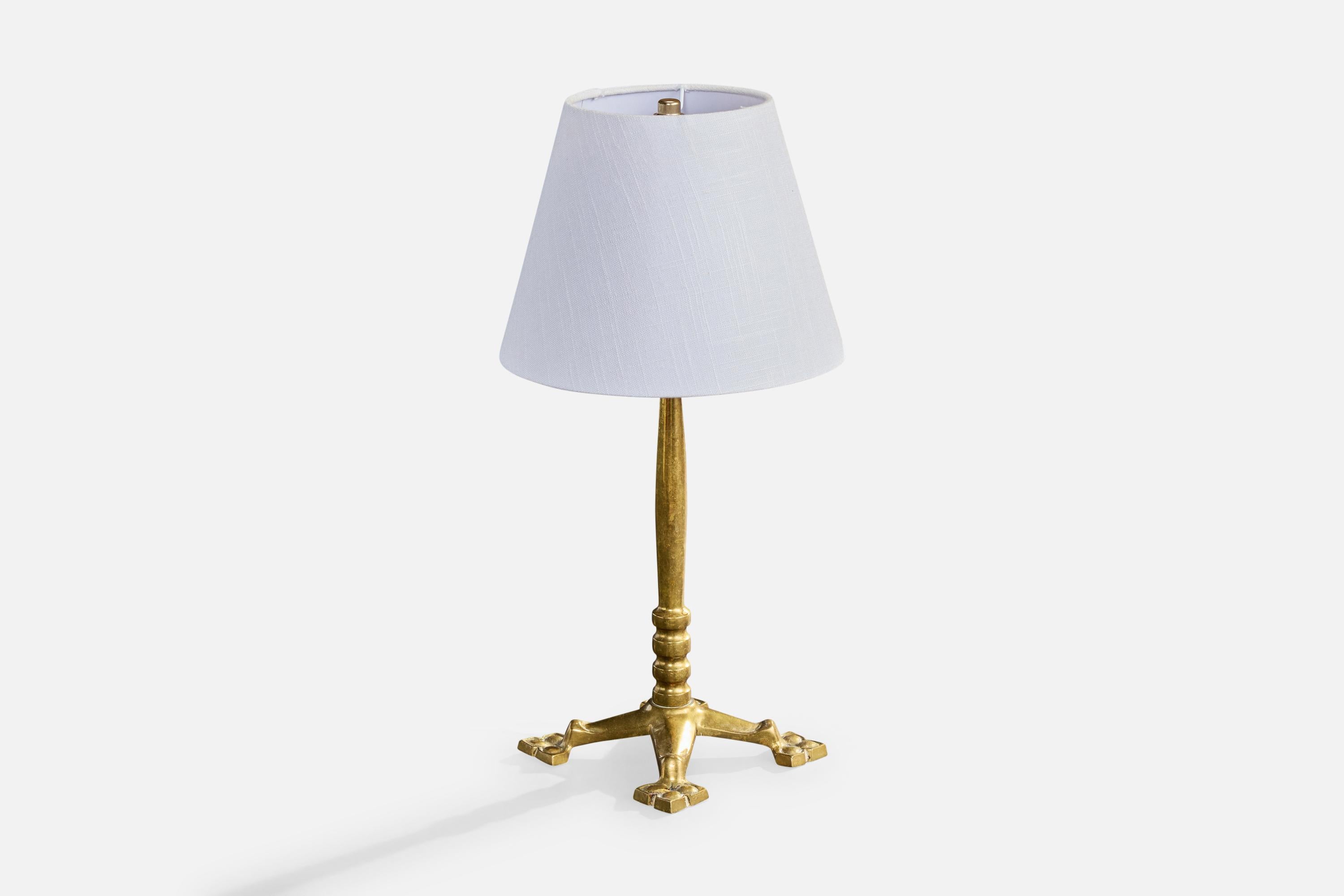 Mid-Century Modern Austrian Designer, Table Lamp, Brass, Austria, 1930s For Sale